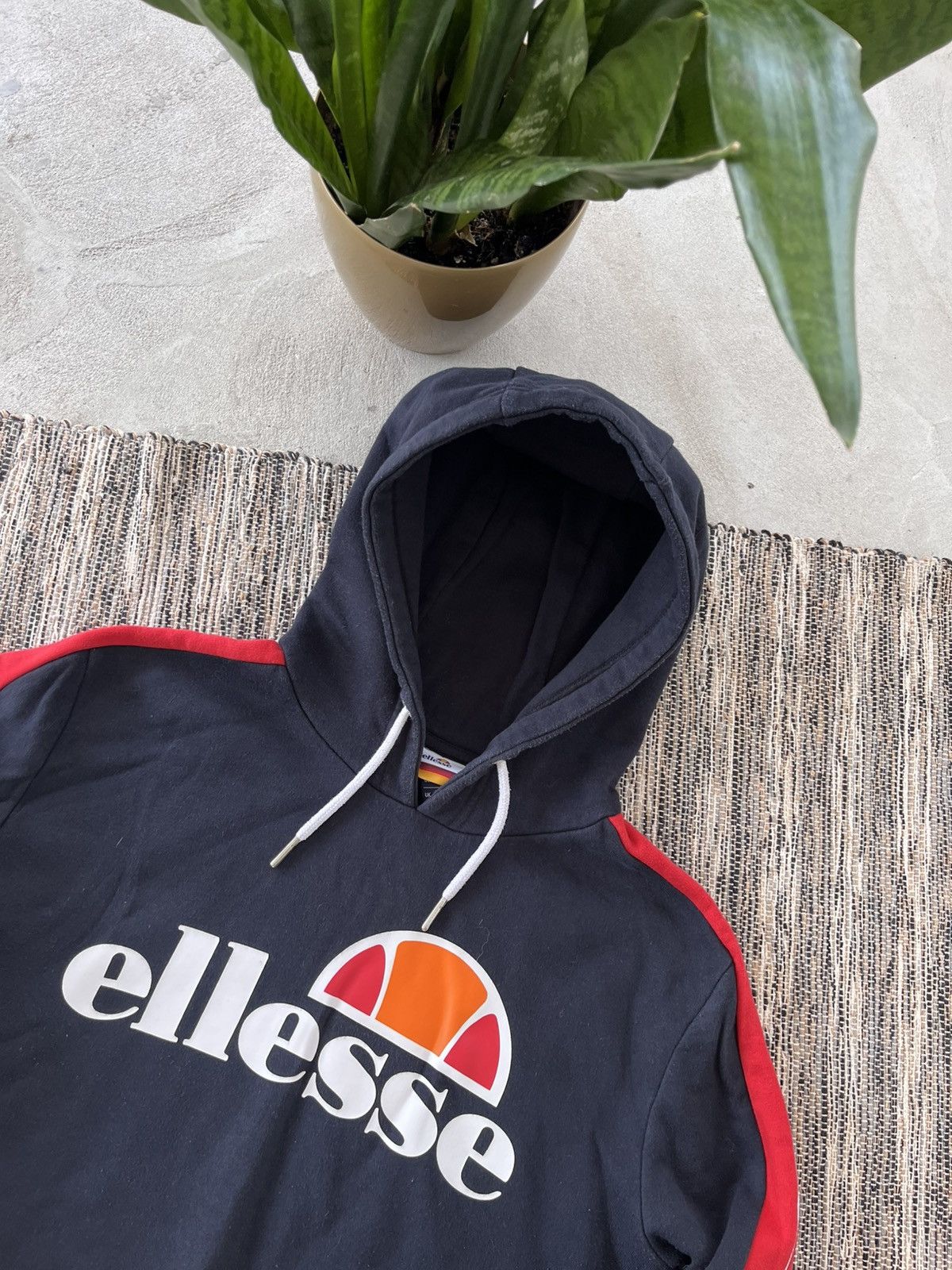 Ellesse × Vintage Vintage Ellesse Crop Top Hoodie Navy Red Center Logo Y2K Size S / US 4 / IT 40 - 3 Thumbnail