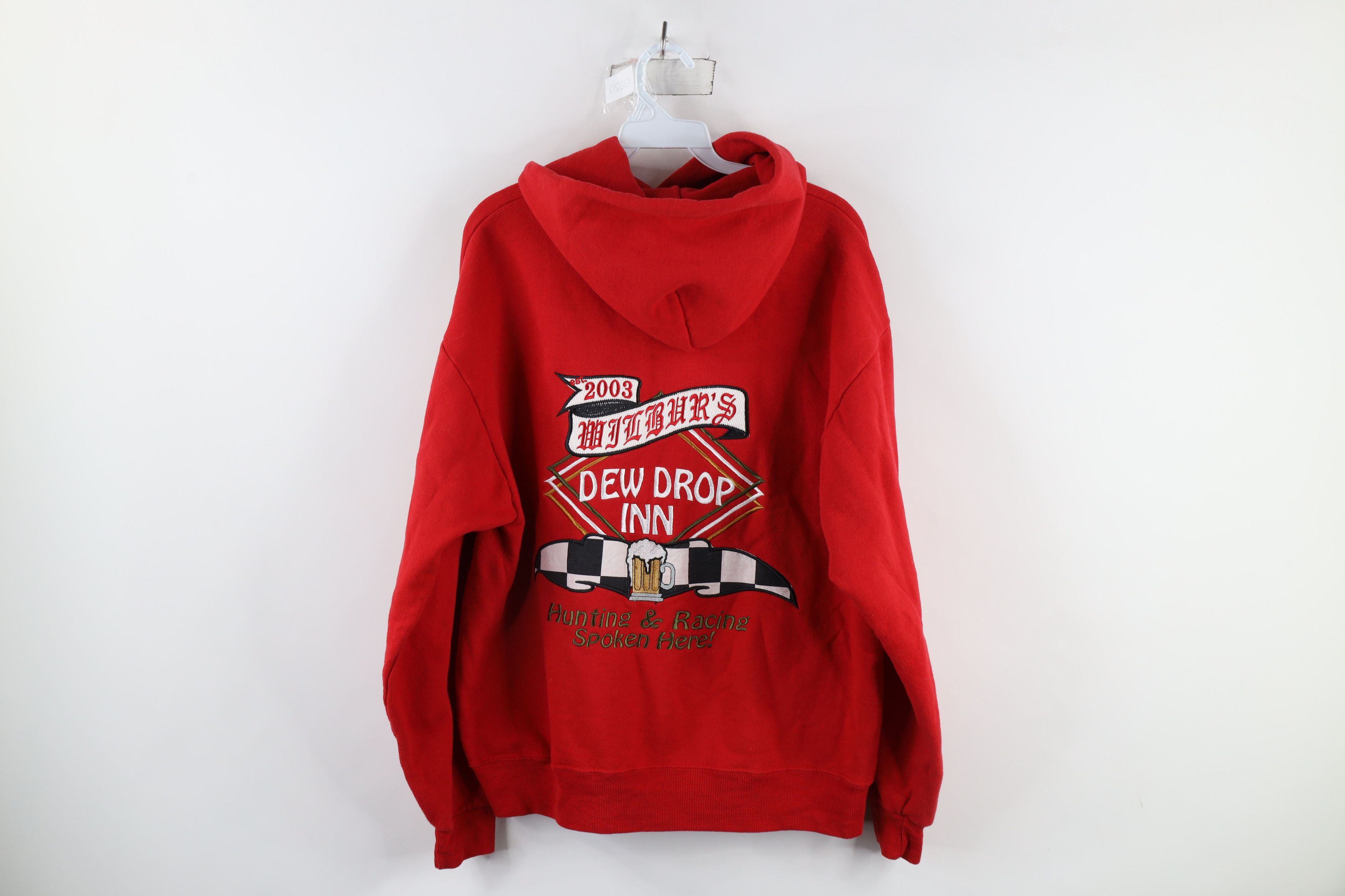 Vintage Vintage Y2K 2003 Dew Drop Inn Hunting Racing Hoodie Red Size US L / EU 52-54 / 3 - 9 Thumbnail