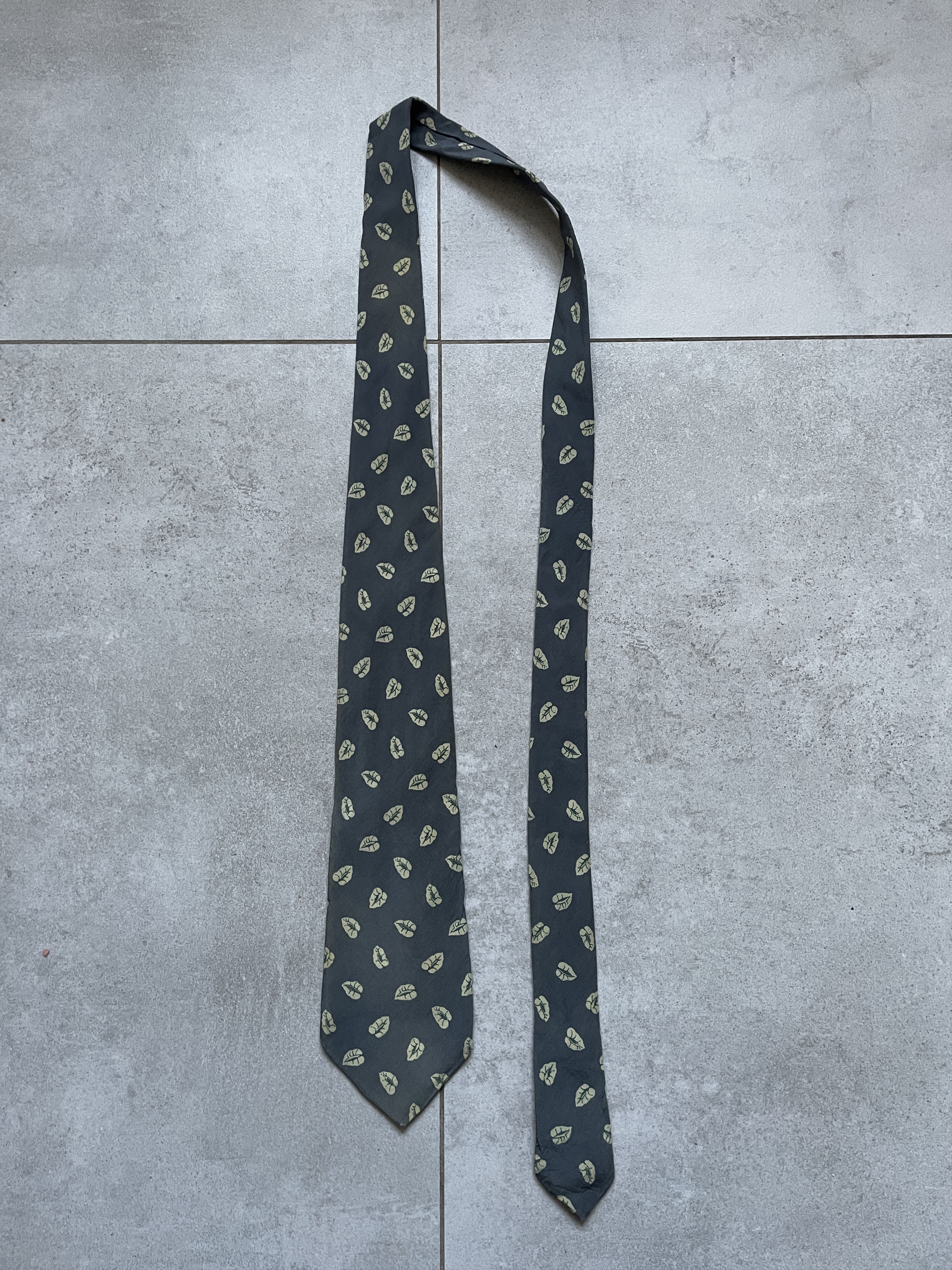Valentino VALENTINO CRAVATTE GREY LEAFS SILK TIE Size ONE SIZE - 2 Thumbnail