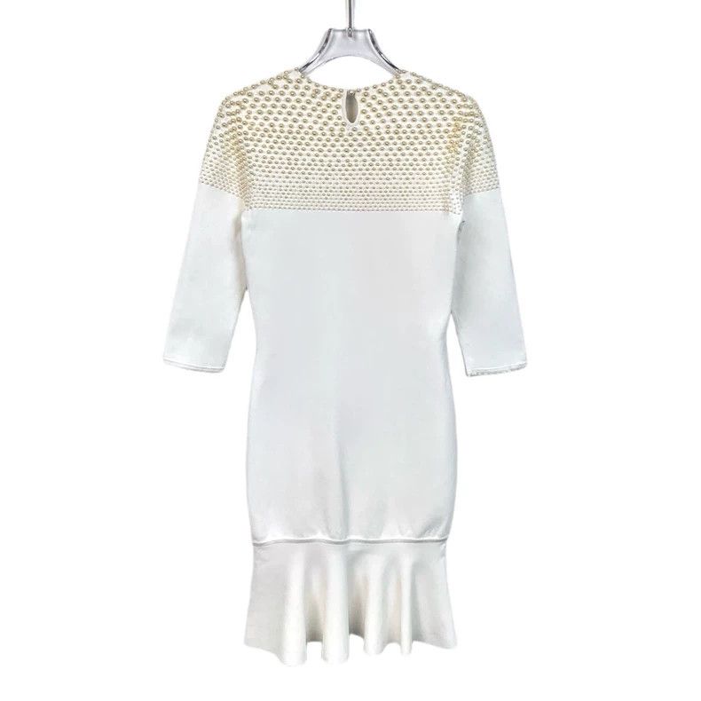 Alexander McQueen Alexander Mcqueen White pearl round neck three-quarter sle Size M / US 6-8 / IT 42-44 - 2 Thumbnail