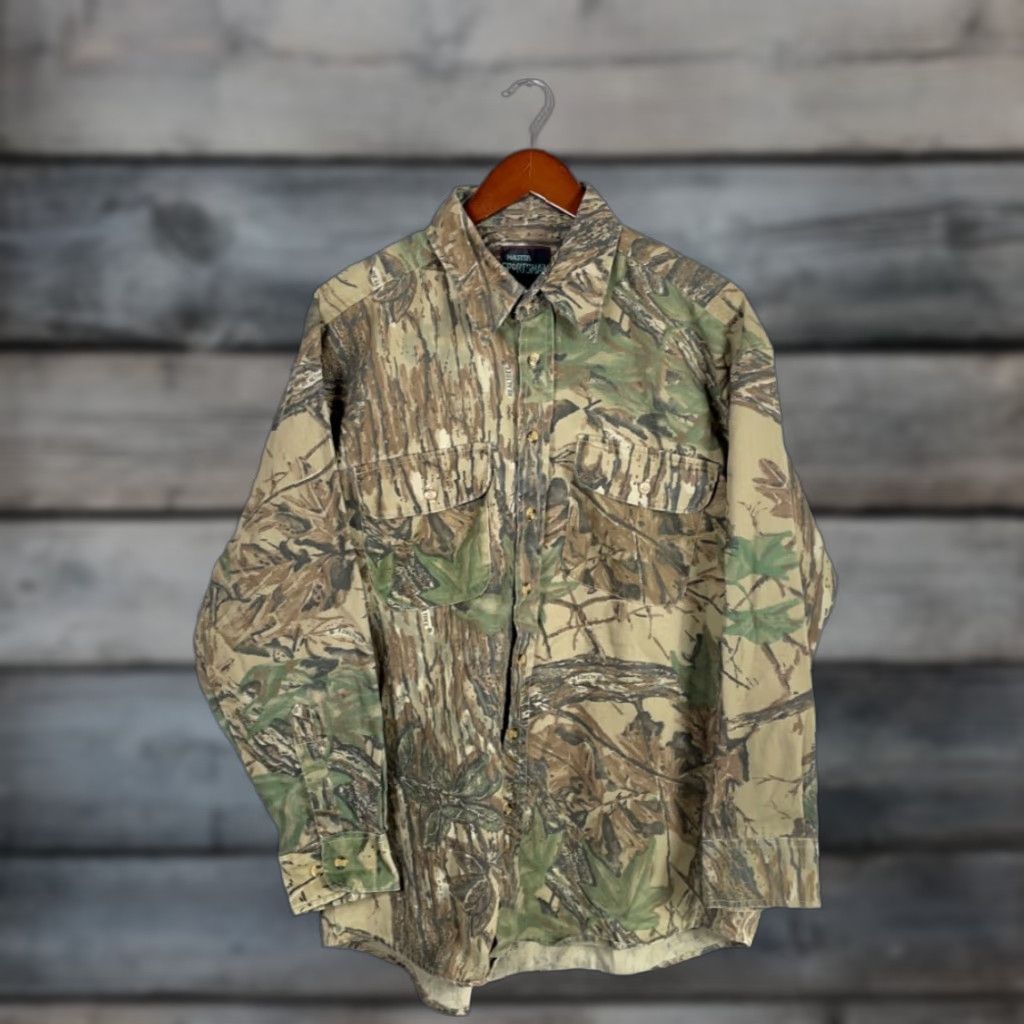 Realtree VINTAGE Master Sportsman Camouflage Long Sleeve Shirt Men Adult Large Fall Winter Green 90s Outdoors Hunters Size US L / EU 52-54 / 3 - 1 Thumbnail