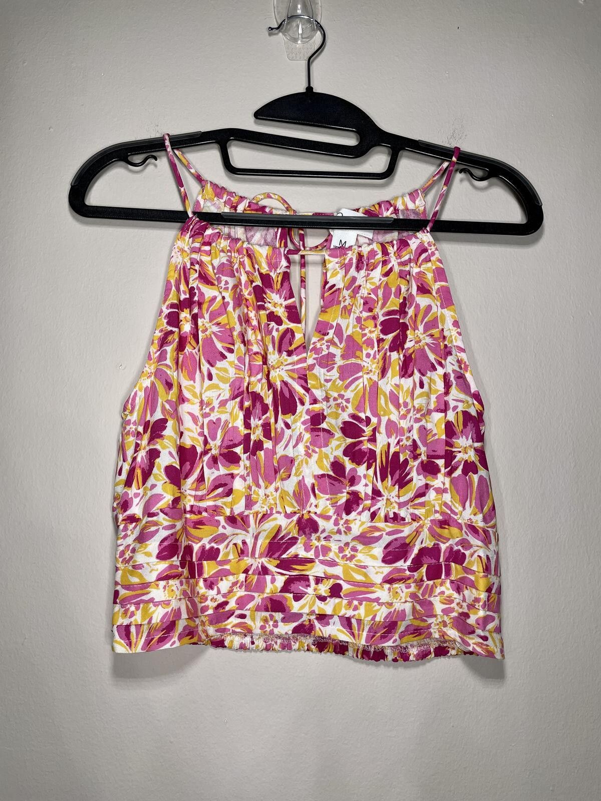 Japanese Brand Japna Floral Halter Crop Top Smocked Boho Festival Blouse M Size M / US 6-8 / IT 42-44 - 1 Thumbnail