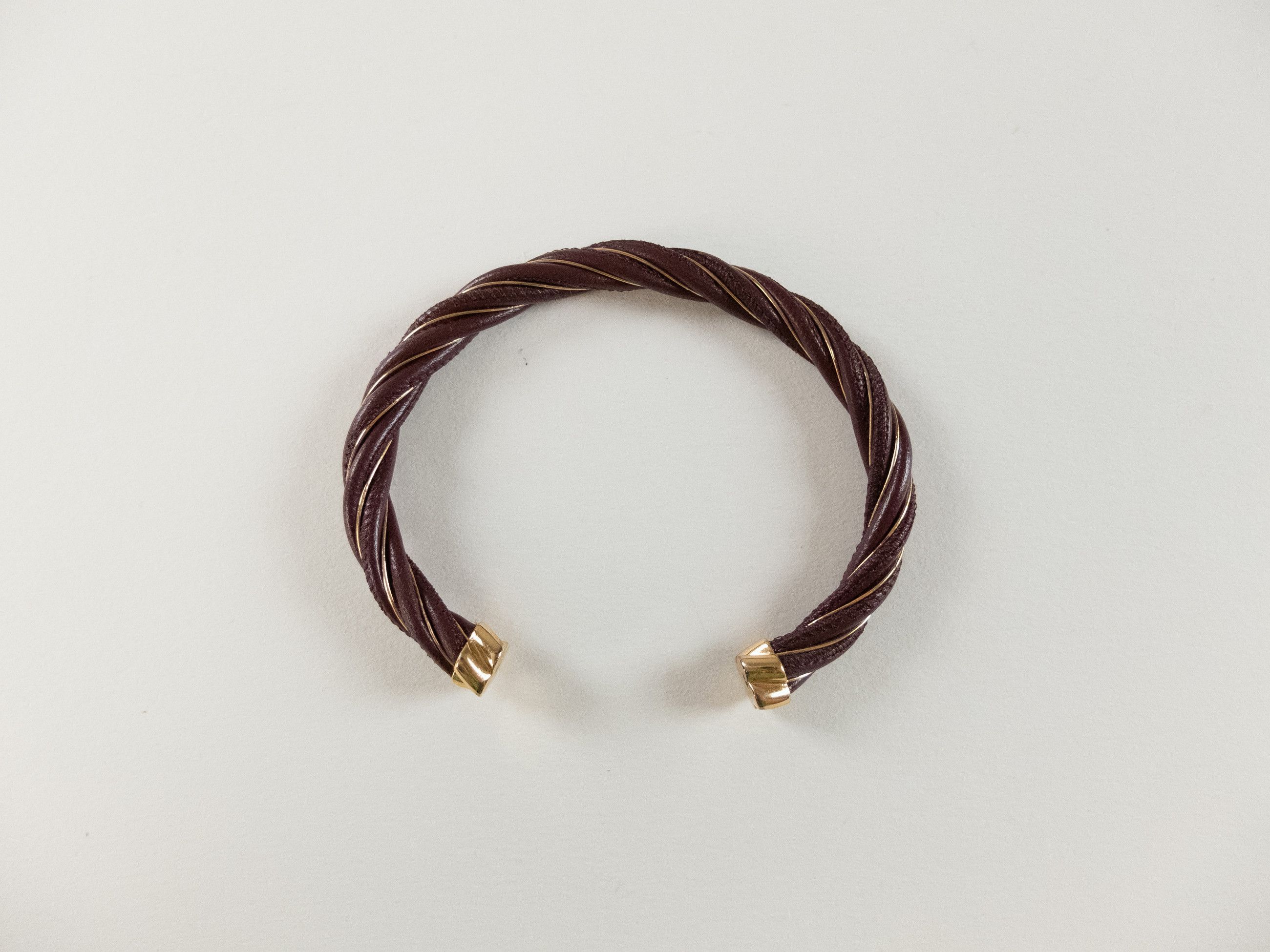 Bottega Veneta BOTTEGA VENETA Twist burgundy leather & silver bracelet q Size ONE SIZE - 2 Thumbnail