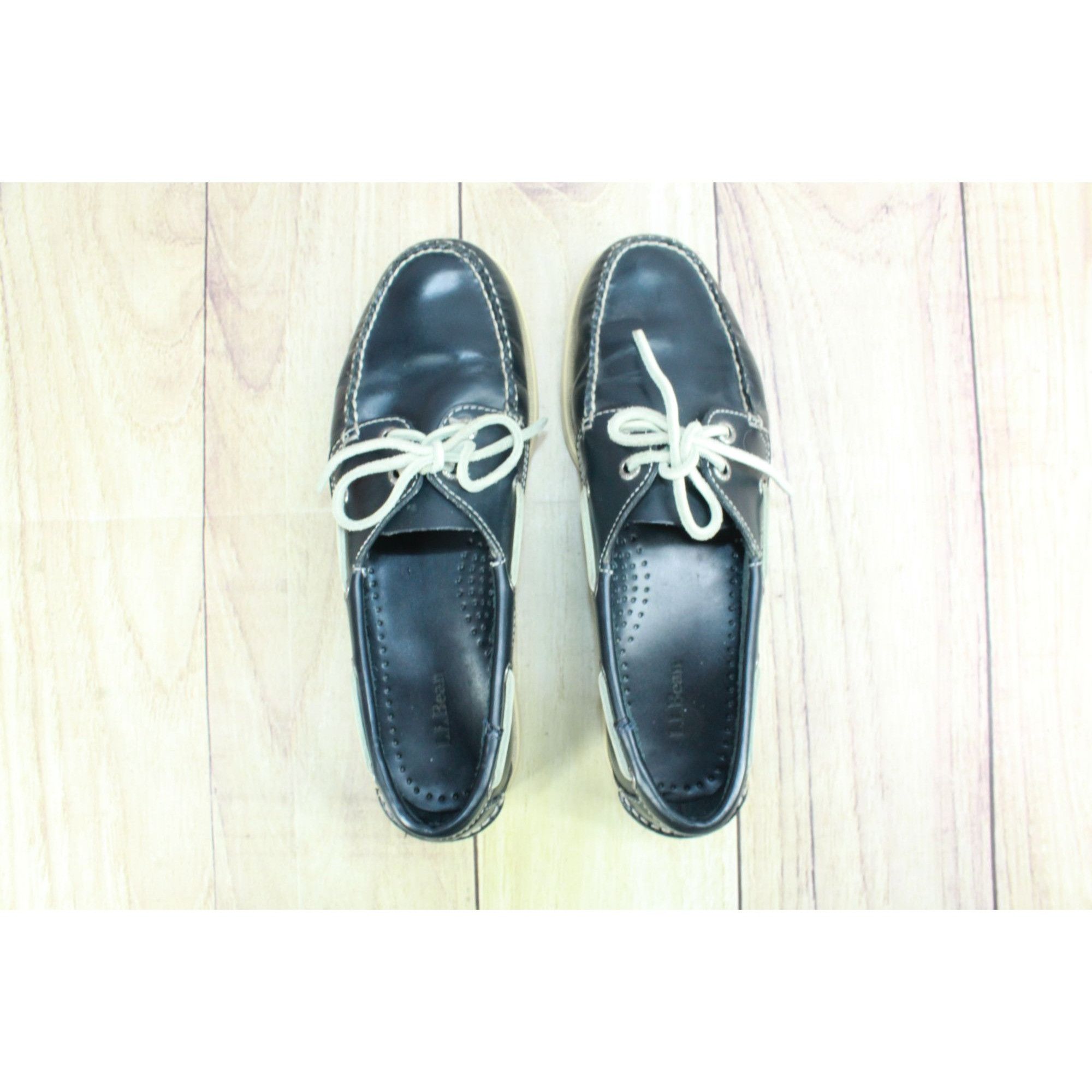 L.L. Bean LL Bean Navy Blue Leather Slip-On Boat Loafers Size US 9.5 / EU 42-43 - 7 Thumbnail