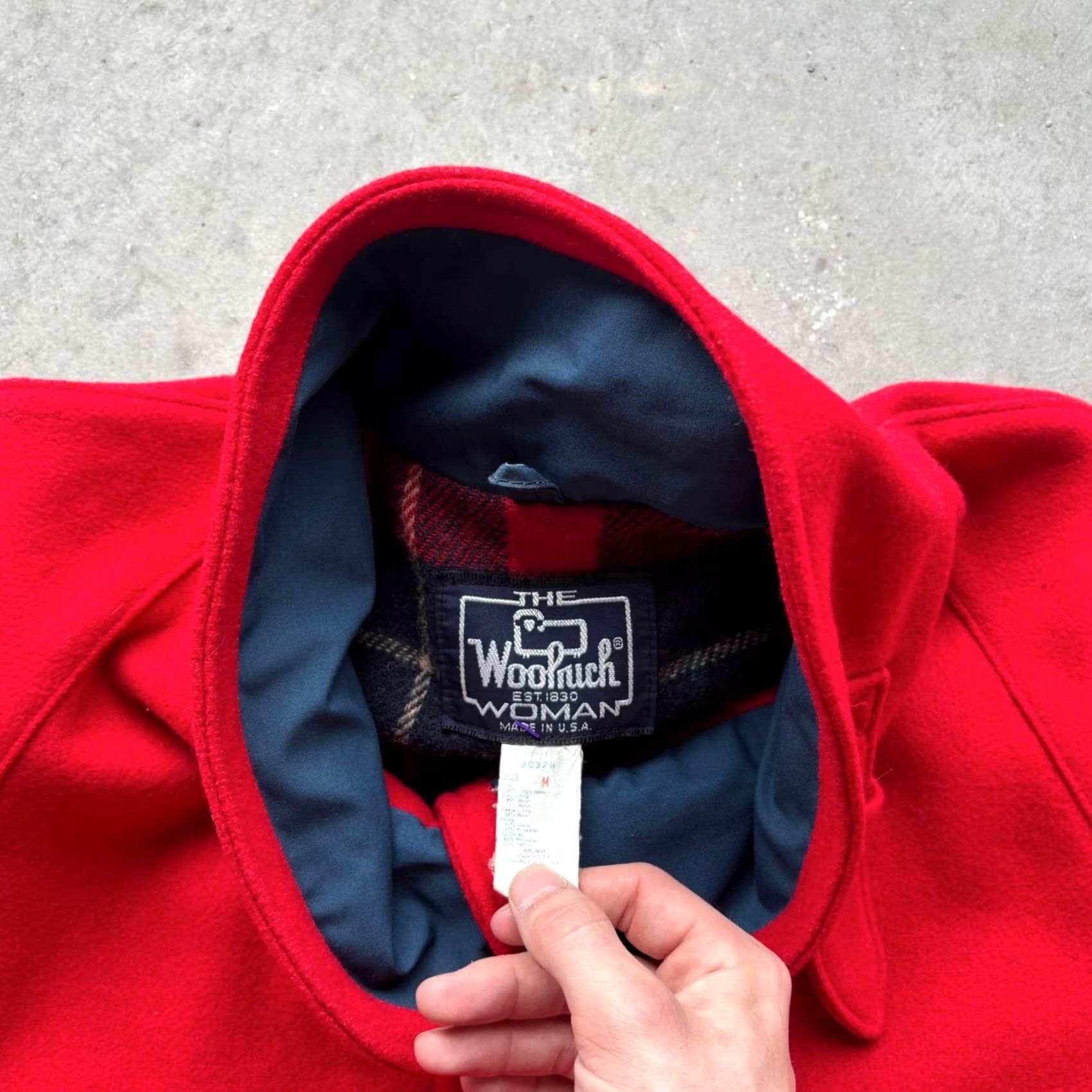 Vintage VINTAGE Woolrich Woman Red Wool Barn Coat Funnel Neck Plaid Lined Made in USA M Size M / US 6-8 / IT 42-44 - 5 Thumbnail