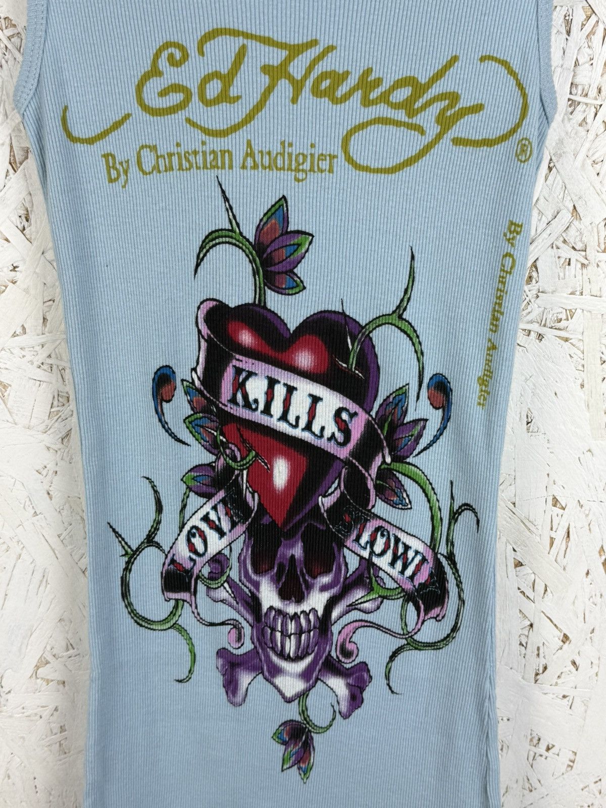Christian Audigier BNWT Ed Hardy Audigier Love Kills Slowly Tank Top Blue Size M / US 6-8 / IT 42-44 - 2 Thumbnail