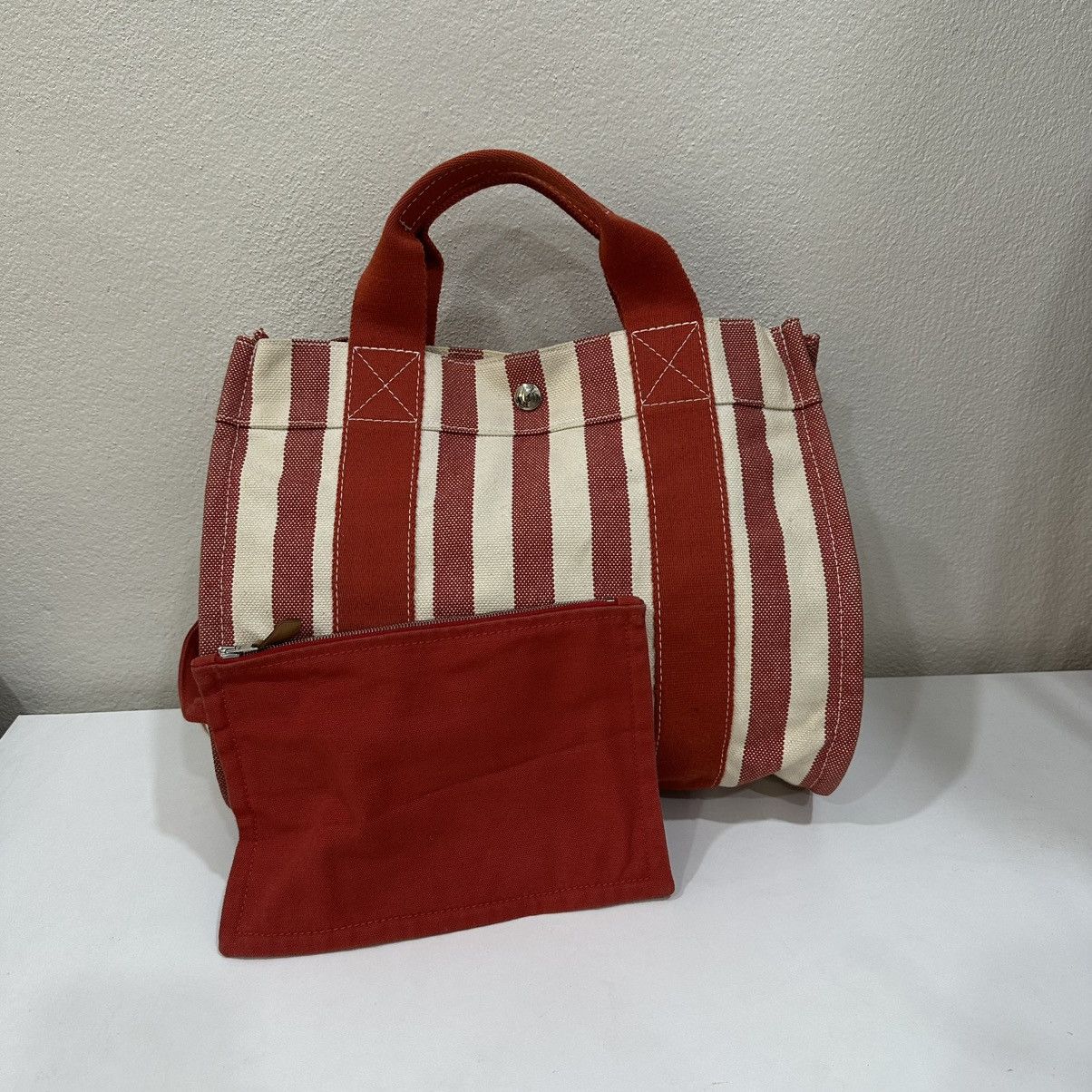 Hermes ‼️LASTDROP‼️ HERMES CANNES PM STRIPED CANVAS TOTE BAG Size ONE SIZE - 3 Thumbnail