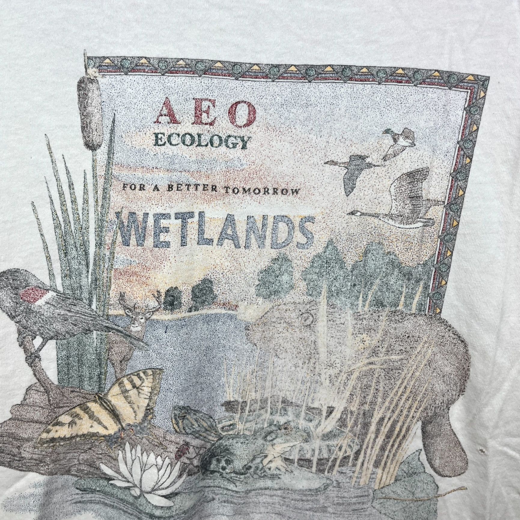 American Eagle Outfitters VINTAGE American Eagle Outfitters T-Shirt XL White 90s Nature Animal Single Stitch Mens Shirt Size US XL / EU 56 / 4 - 5 Thumbnail