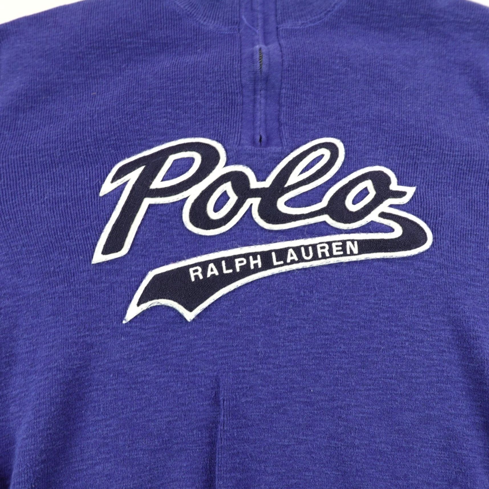 Polo Ralph Lauren VINTAGE Polo Ralph Lauren Sweater Shirt Mens XL Blue 1/4 Zip Pullover Script Logo Classic Knit Size US XL / EU 56 / 4 - 3 Thumbnail
