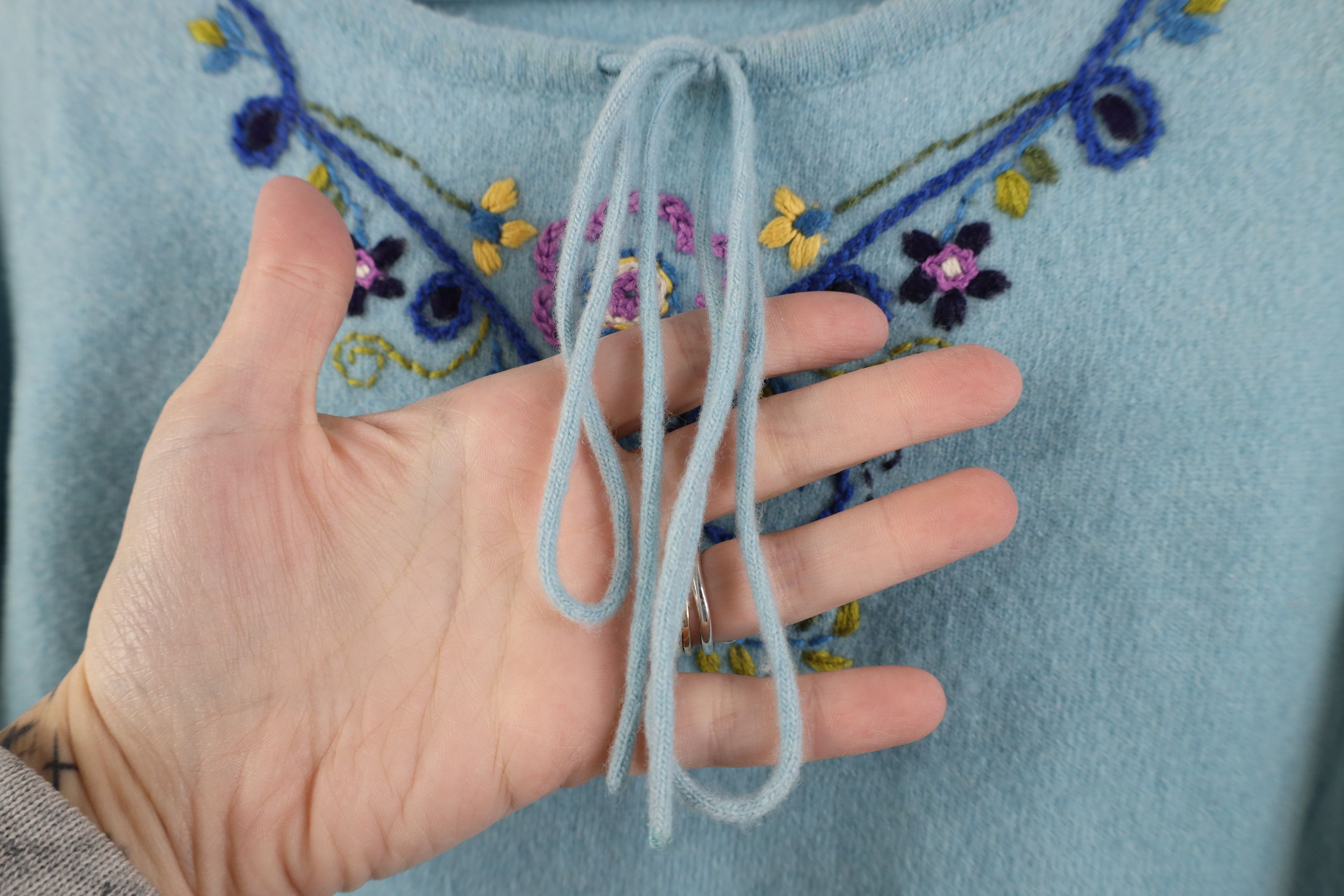 Vintage Vintage 90s Babydoll Flower Lambswool Cropped Sweater Size S / US 4 / IT 40 - 5 Thumbnail