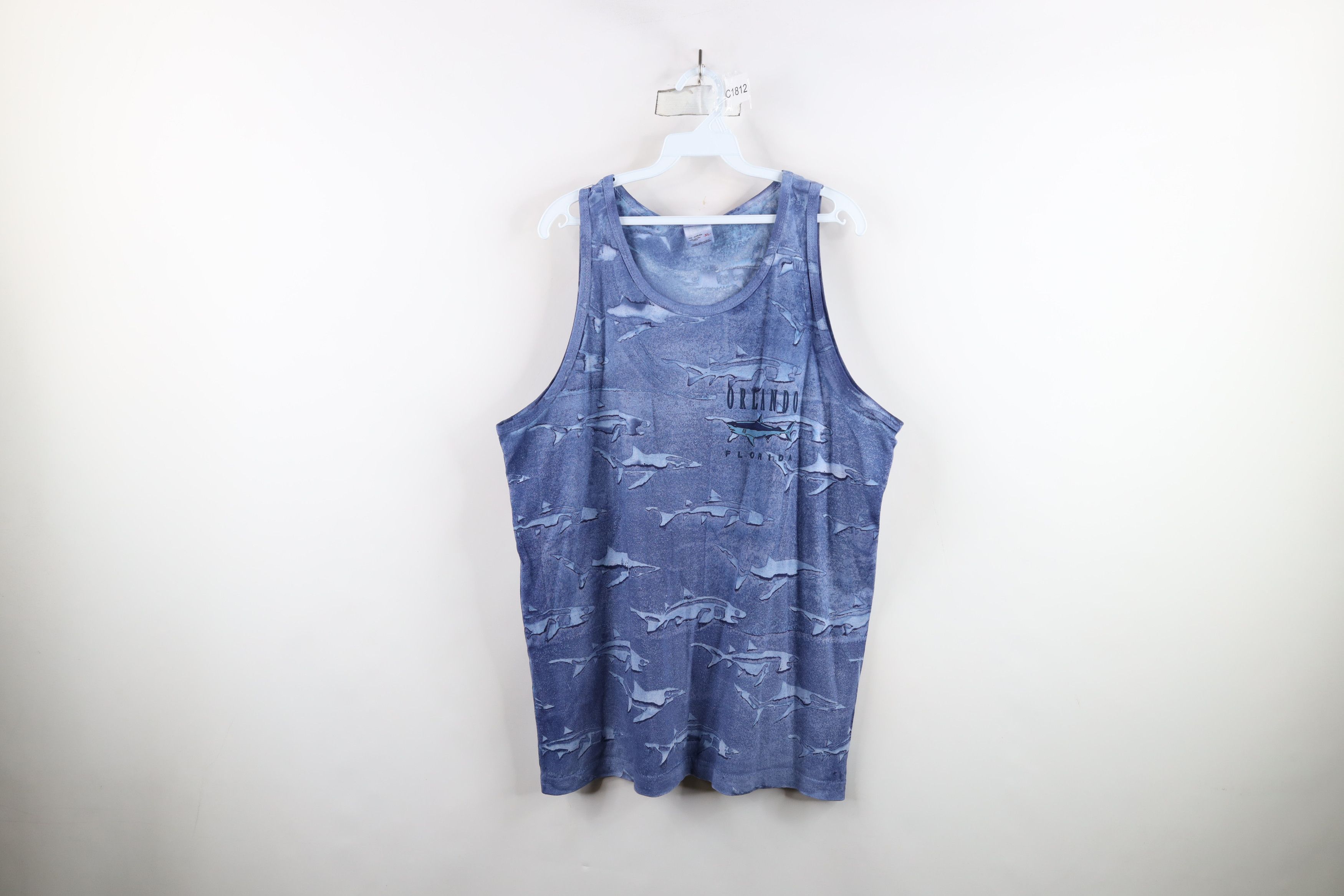 Vintage Vintage 90s Streetwear Shark All Over Print Tank Top T-Shirt Size US XL / EU 56 / 4 - 1 Thumbnail