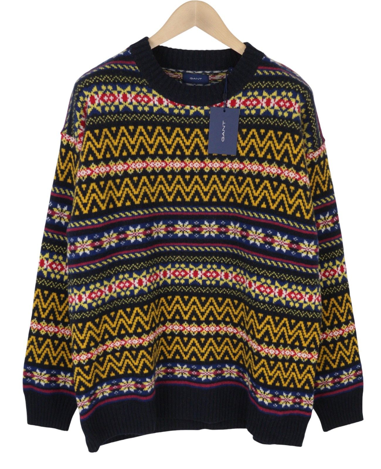 Gant FAIR ISLE C-NECK L Marine Lambswool Jumper 87314 Size US L / EU 52-54 / 3 - 3 Thumbnail