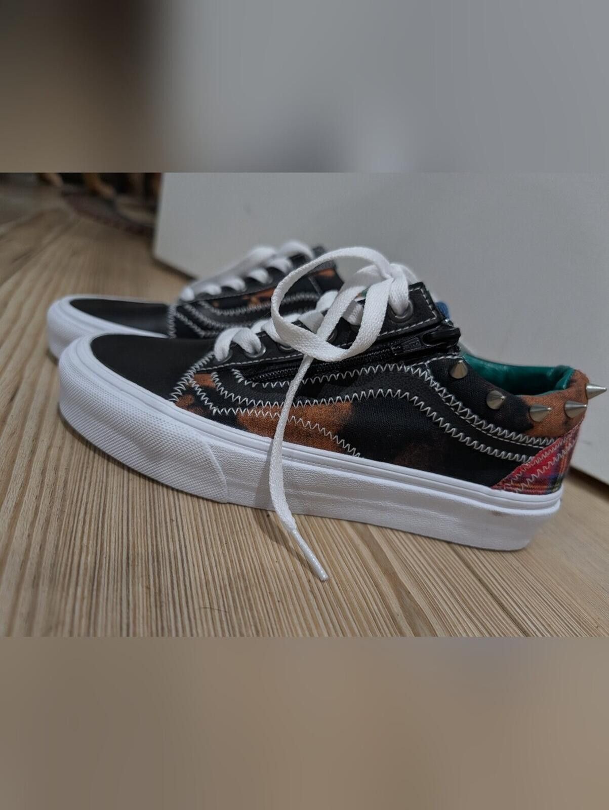 Vans Vans Black & Brown Leopard Low-Top Sneakers with Studs Size US 5.5 / IT 35.5 - 3 Thumbnail