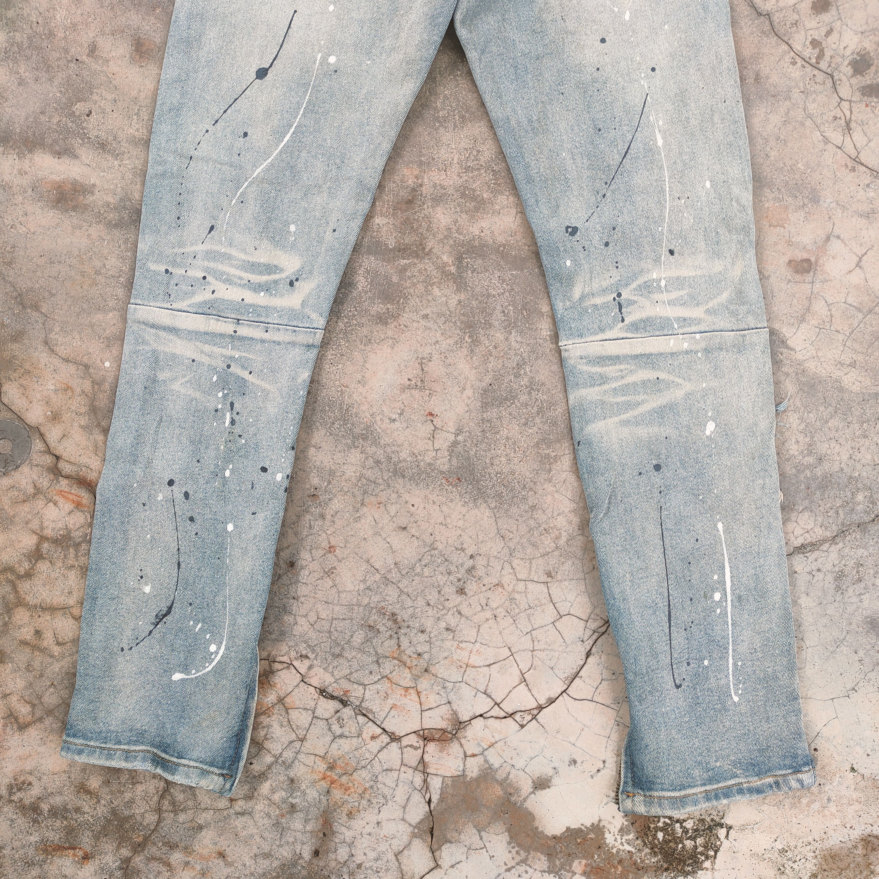 Japanese Brand VINTAGE JAPANESE SKINNY FADED PAINT JEANS DENIM PANTS Size US 29 - 14 Thumbnail