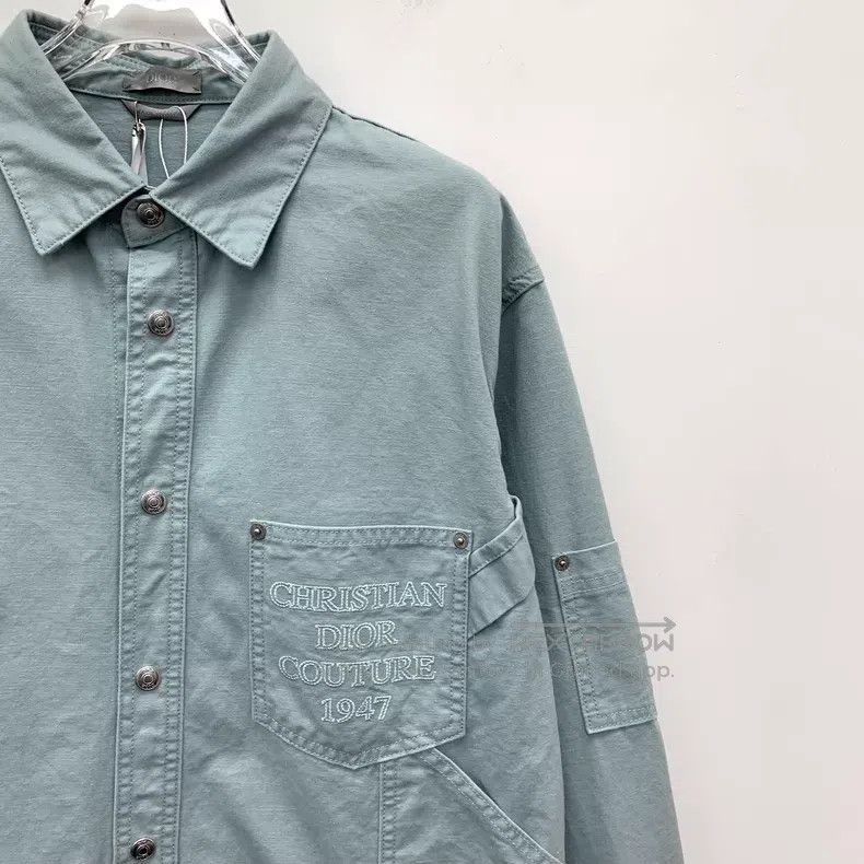 Dior Dior Size 38 24 blue letter embroidery cotton lapel single- Size US XXS / EU 40 - 3 Thumbnail