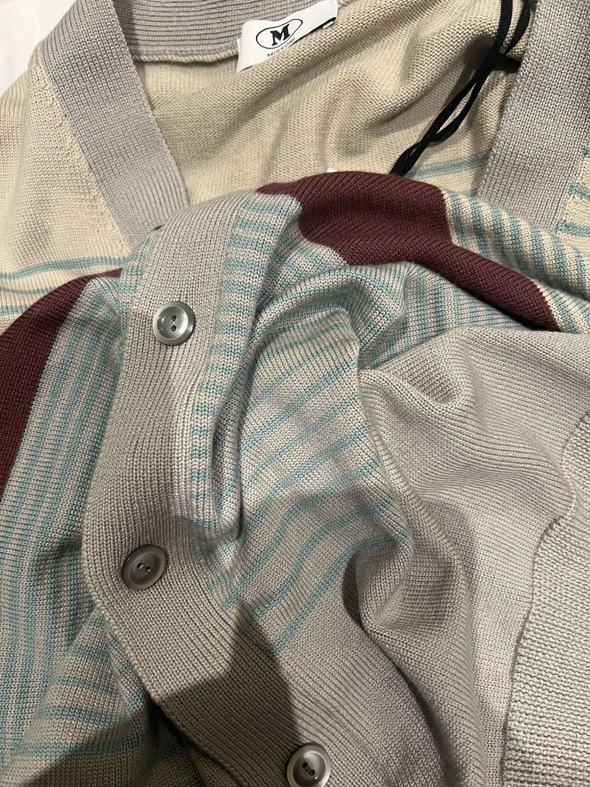 Missoni MISSONI Wool Striped Cardigan Multicolour Gray Large Jumper Size US L / EU 52-54 / 3 - 11 Thumbnail
