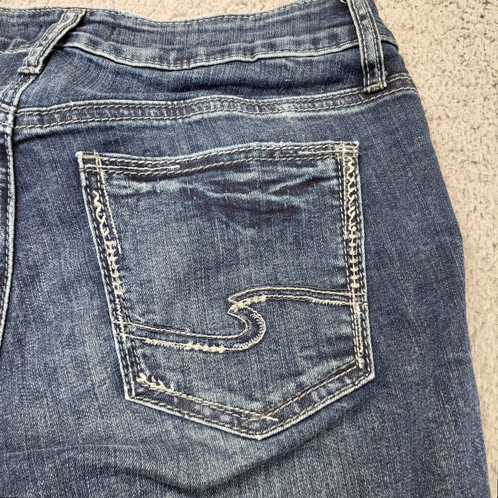Silver Jeans Co. Silver Jeans Womens 28/29L Boyfriend Jeans Dark Wash Faded Whiskered Blue Denim Size 28" / US 6 / IT 42 - 4 Thumbnail
