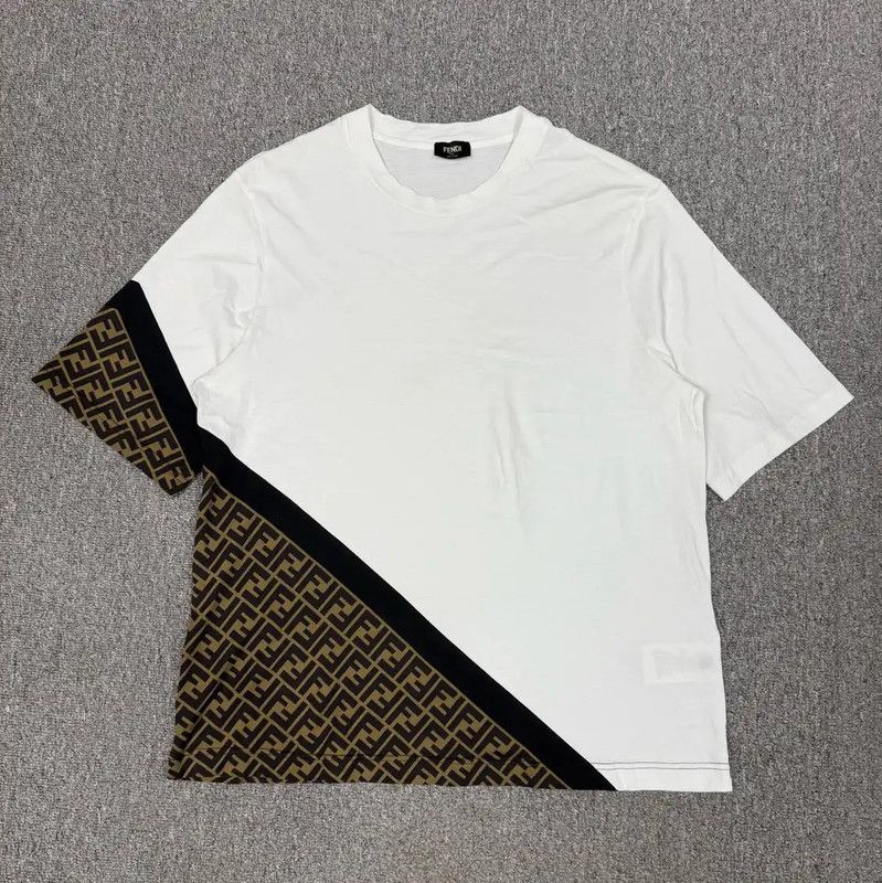 Fendi Fendi Color-Block Cotton Men's T-Shirt 0089 Size US XL / EU 56 / 4 - 1 Thumbnail
