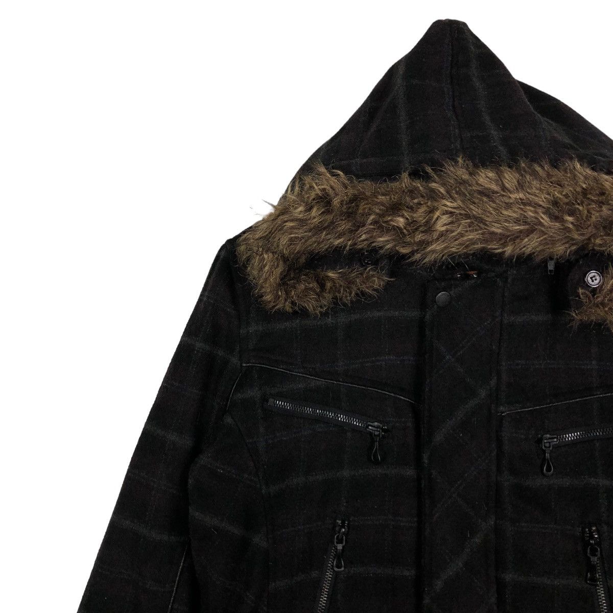 In The Attic 🔥Punk Jacket Mink Fur Hoodie In The Attic Tartan Design Size US L / EU 52-54 / 3 - 6 Thumbnail