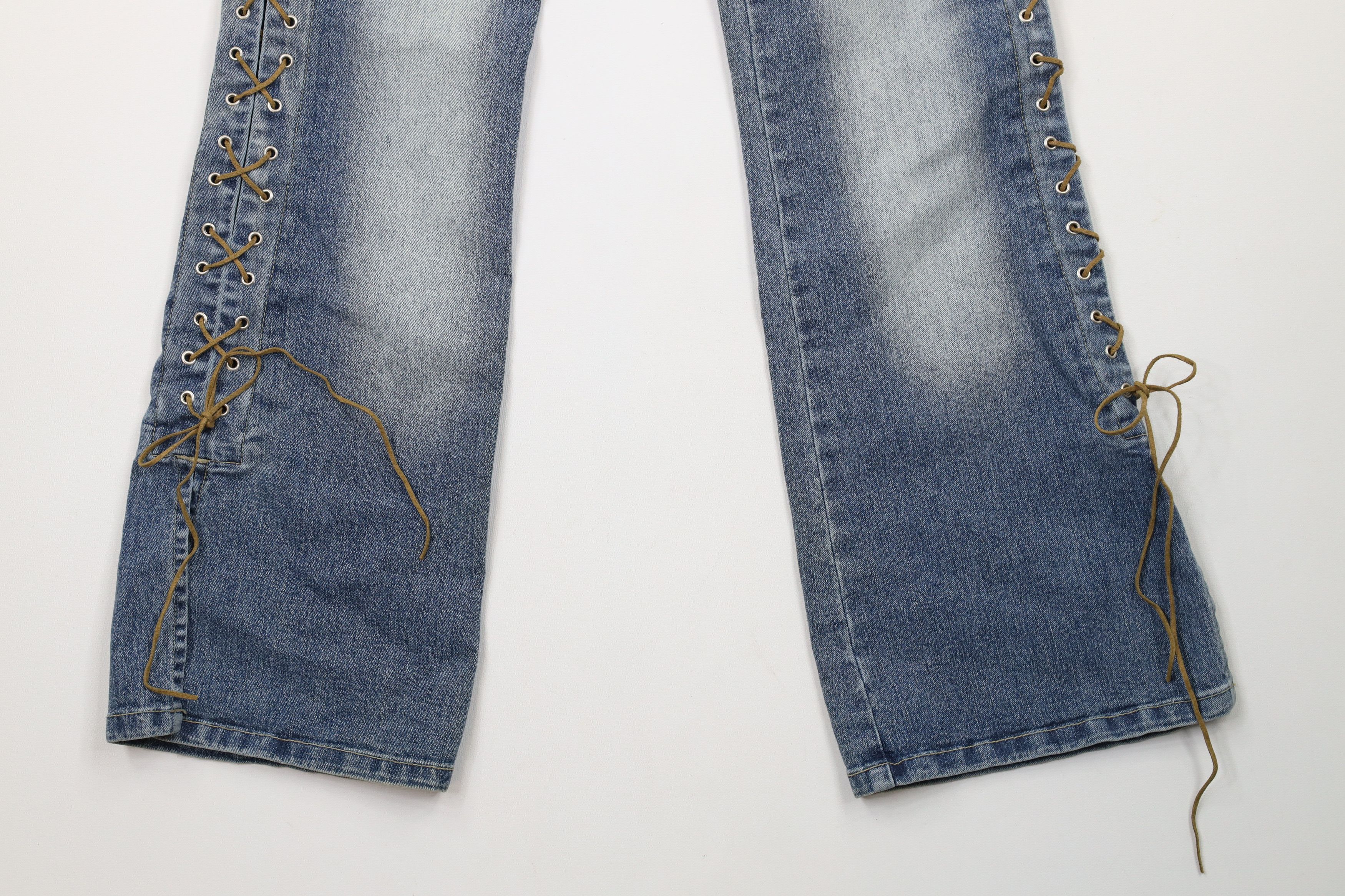 Vintage Vintage 90s Y2K Streetwear Lace Babydoll Flared Denim Jeans Size 27" / US 4 / IT 40 - 4 Thumbnail