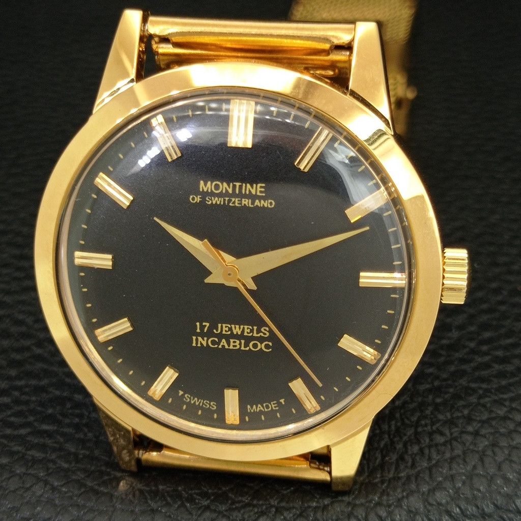 Other VINTAGE MONTINE HAND-WINDING SWISS MENS WATCH a444163 Size 38 - 3 Thumbnail