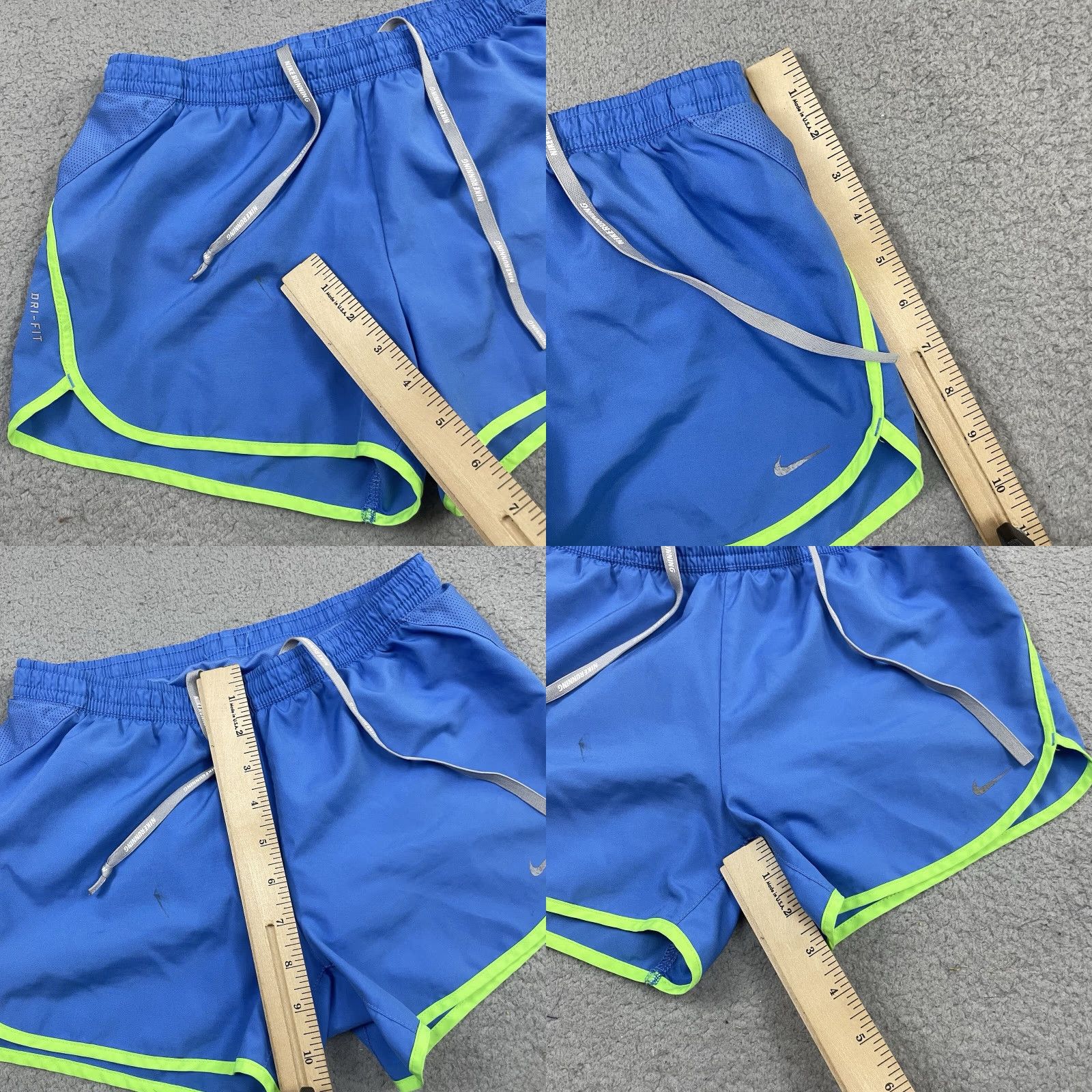 Nike VINTAGE Nike Shorts Womens XS Blue Dri Fit Lined Athletic Performance Running Neon Green Size 26" / US 2 / IT 38 - 8 Thumbnail