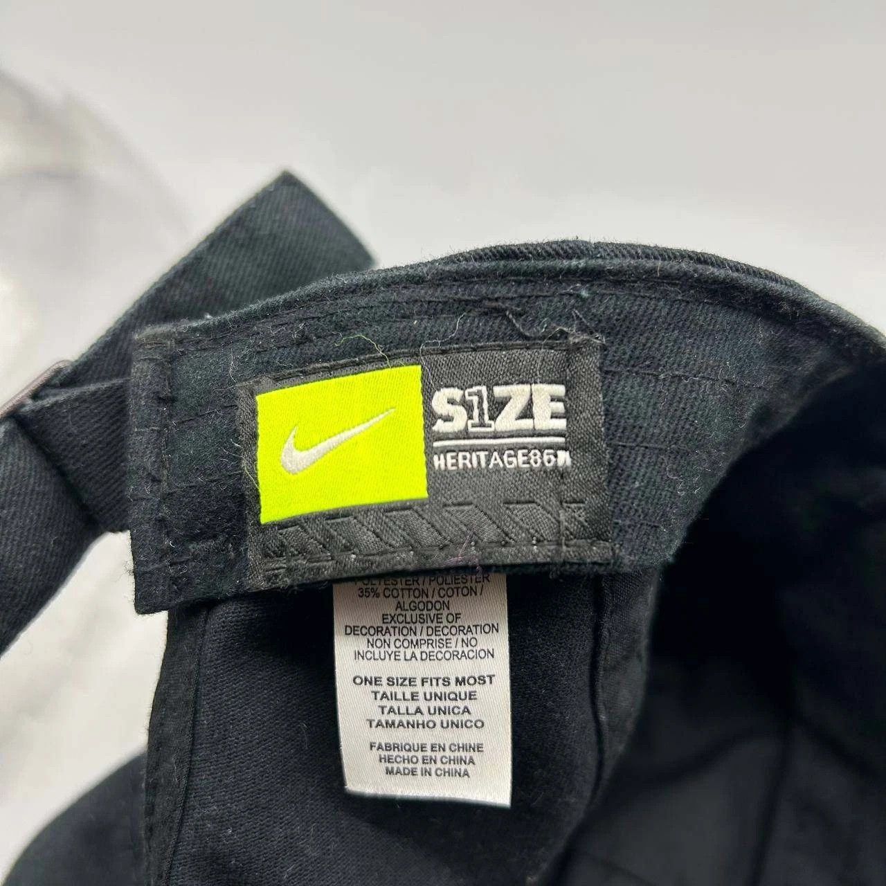 Nike Nike Heritage 86 Hat Men Black Embroidered Strap Back Cotton Size ONE SIZE - 3 Thumbnail