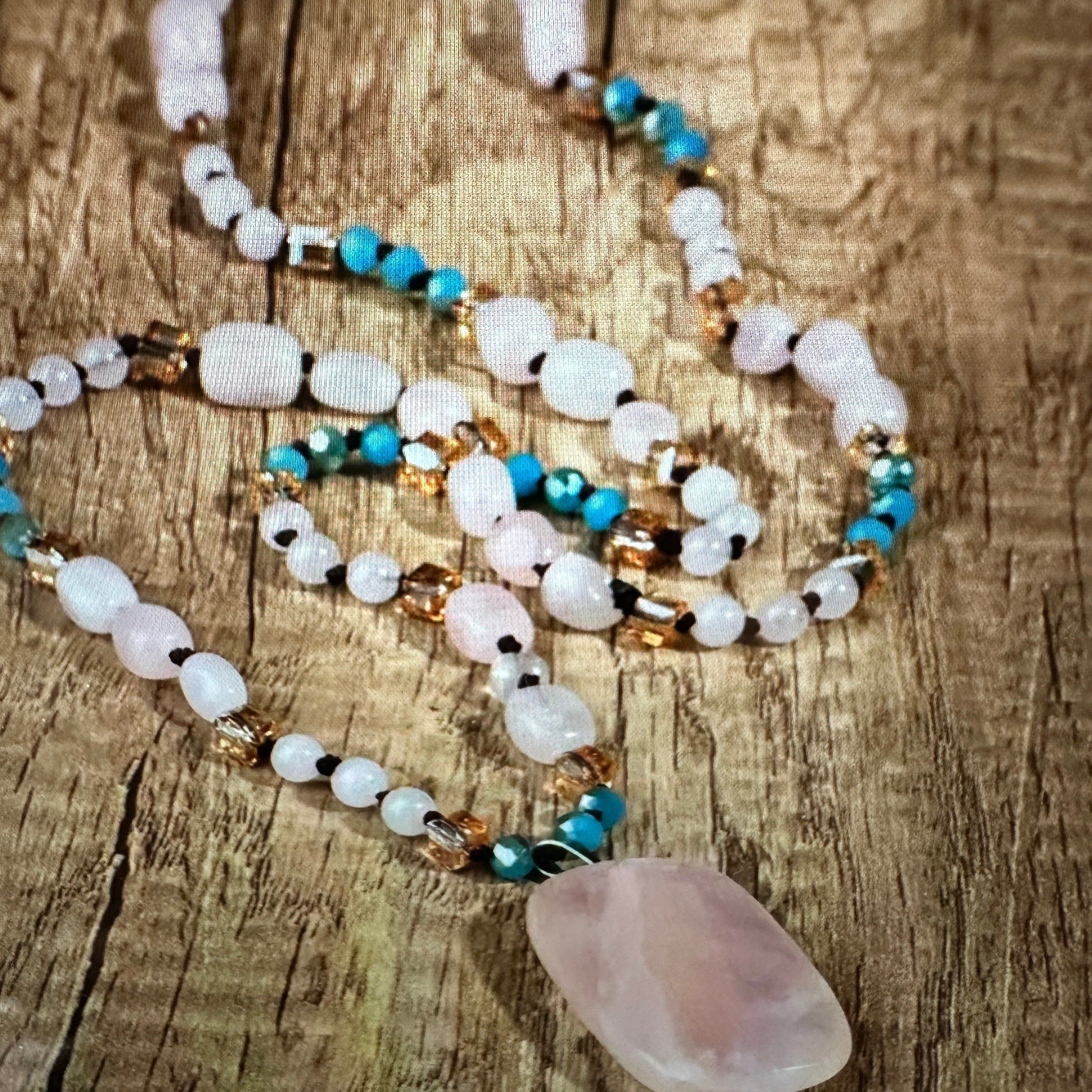 Other Bohemian Natural Pink Quartz Pendant Necklace | Handcrafted Size ONE SIZE - 2 Thumbnail