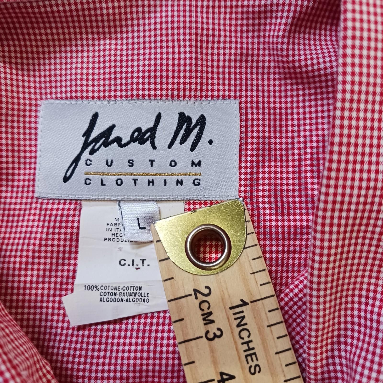 Jared Lang Jared M Custom Clothing Men's L Red Plaid Snap Button Shirt Size US L / EU 52-54 / 3 - 5 Thumbnail