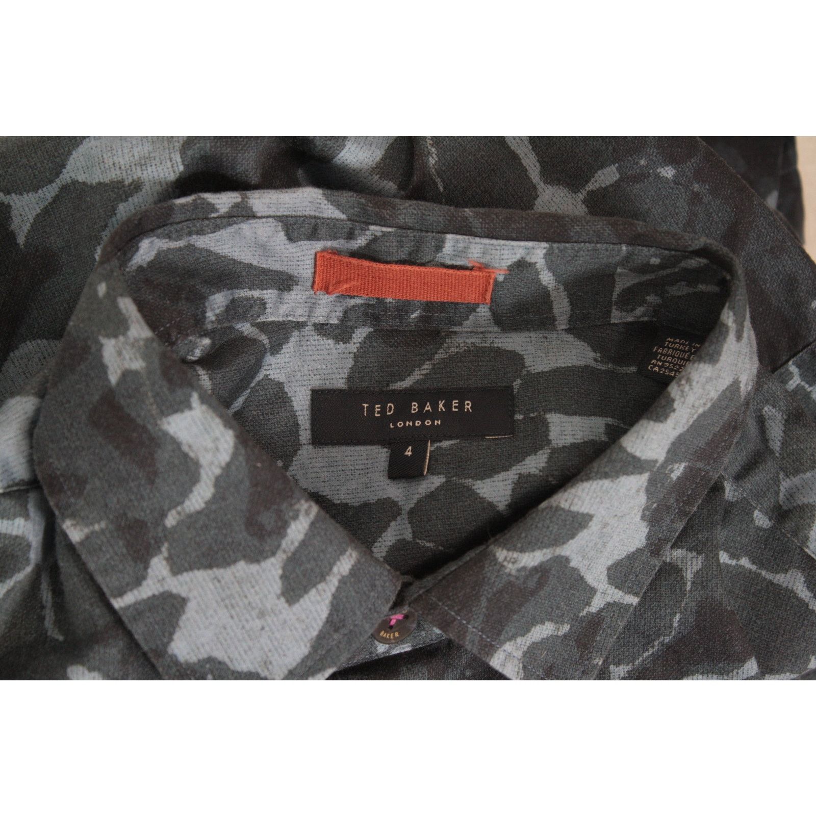 Ted Baker TED BAKER Shirt Mens Medium Blue Ikat Print Button Up Size US L / EU 52-54 / 3 - 4 Thumbnail