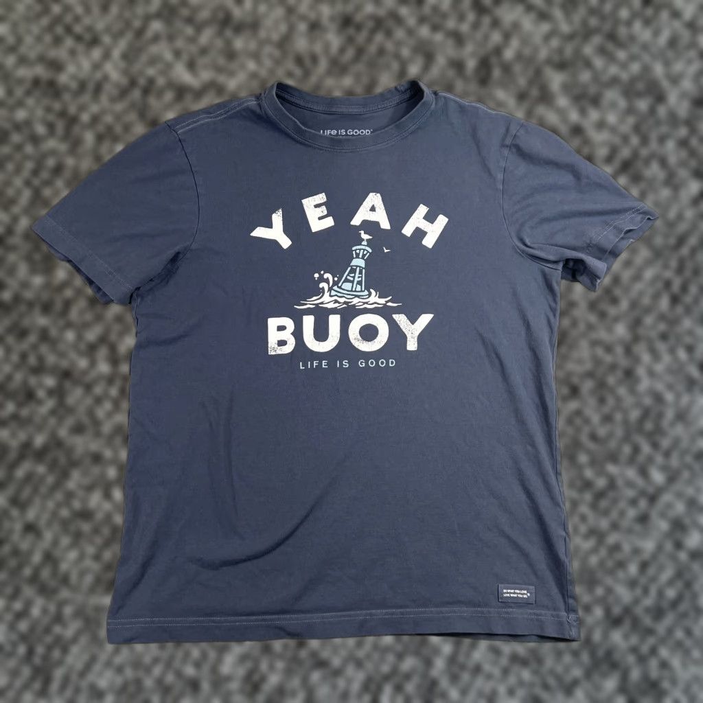 Life is Good LIFE IS GOOD Graphic T-Shirt Medium Blue Cotton Mens Crusher Short Sleeve Preowned Size US M / EU 48-50 / 2 - 1 Thumbnail