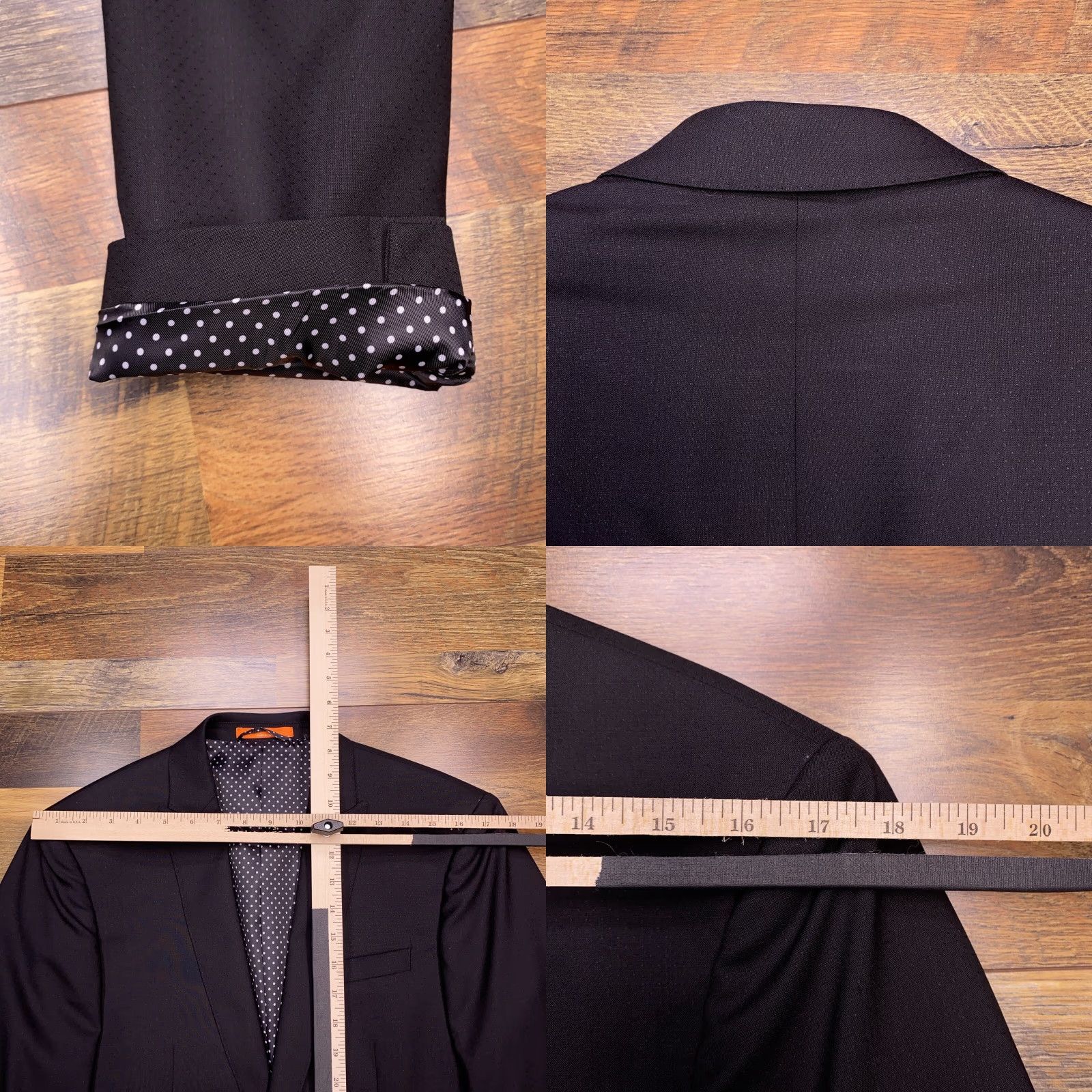 Tallia Tallia Suit Jacket 38L Black Wool Blazer Single-Breasted Notch Lapel Long Coat Mens Winter Formal Size 38R - 8 Thumbnail