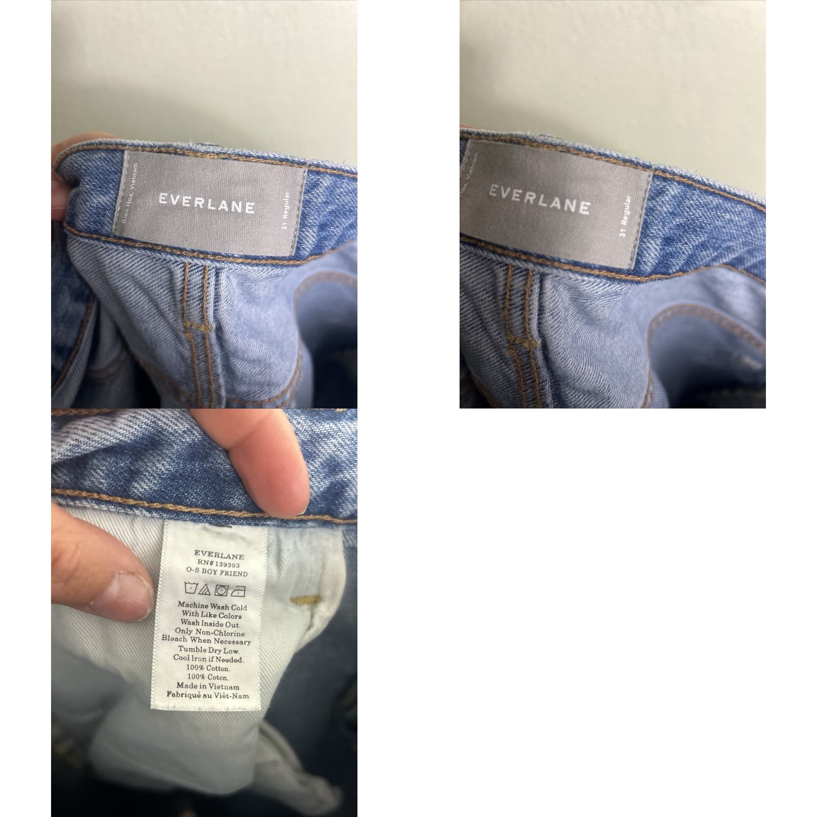 Everlane Everlane Jeans OS Boyfriend Relaxed Button Fly Denim Light Wash Womens Size 31R Jeans Blues 27in 34in Waist Regular 31 Blue Womens Size 24" / US 00 / IT 34 - 9 Thumbnail