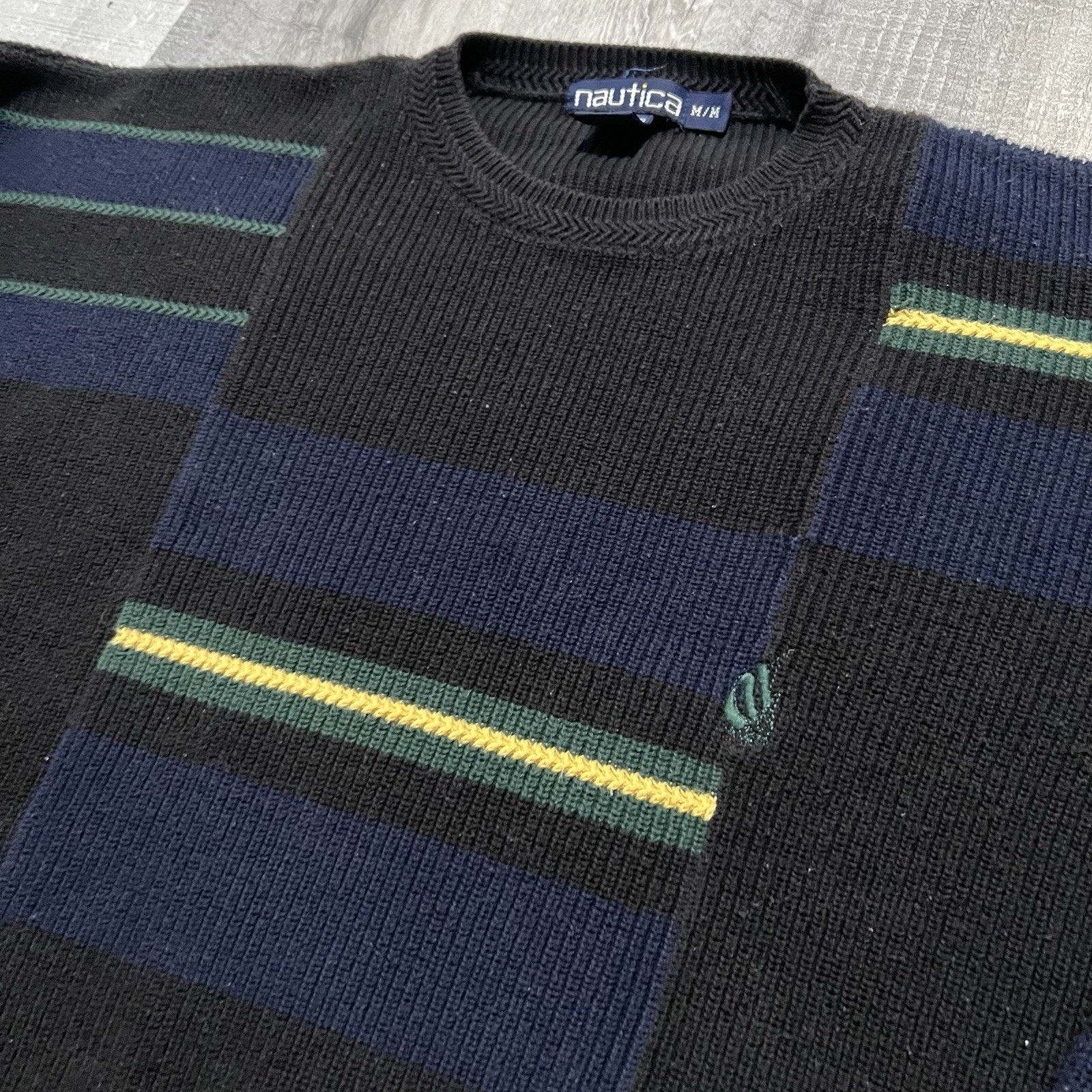 Nautica VTG Nautica Color Block Heavy Knit Sweater Black 90s Mens Size US M / EU 48-50 / 2 - 4 Thumbnail