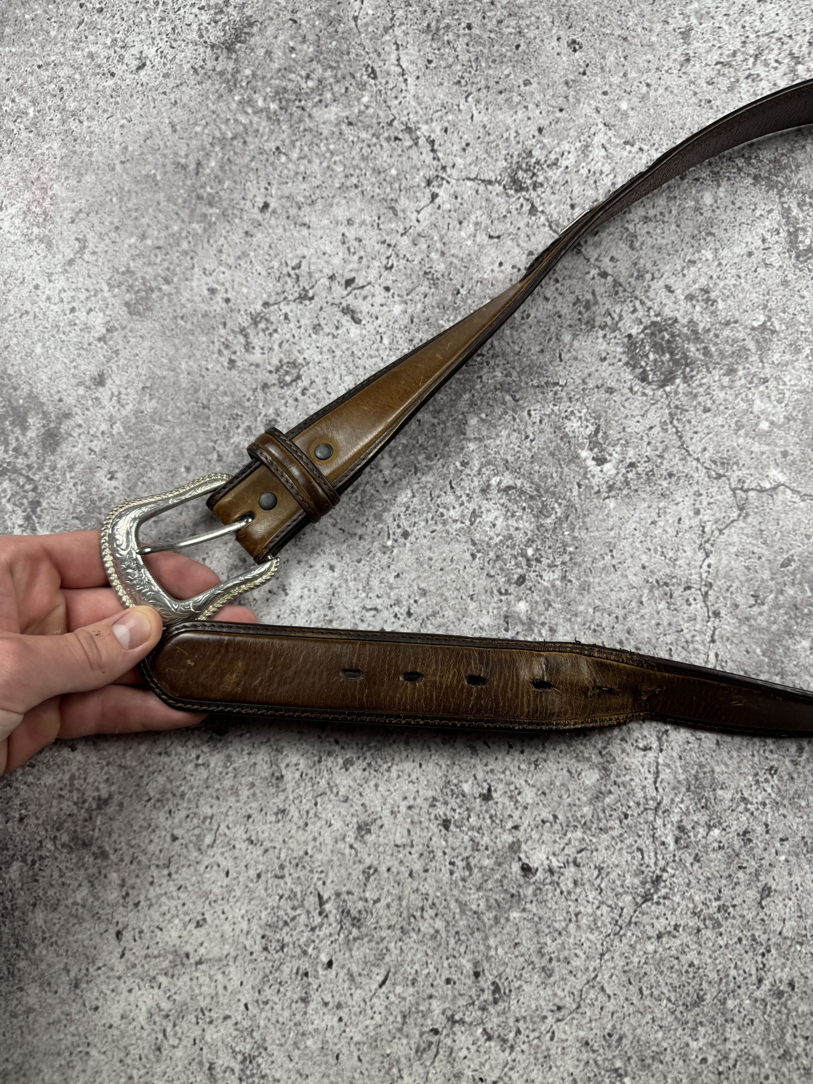 Cowboy Equipment Y2K Metal Bull Buckle Glamour Cowboy Leather Belt Size ONE SIZE - 6 Thumbnail