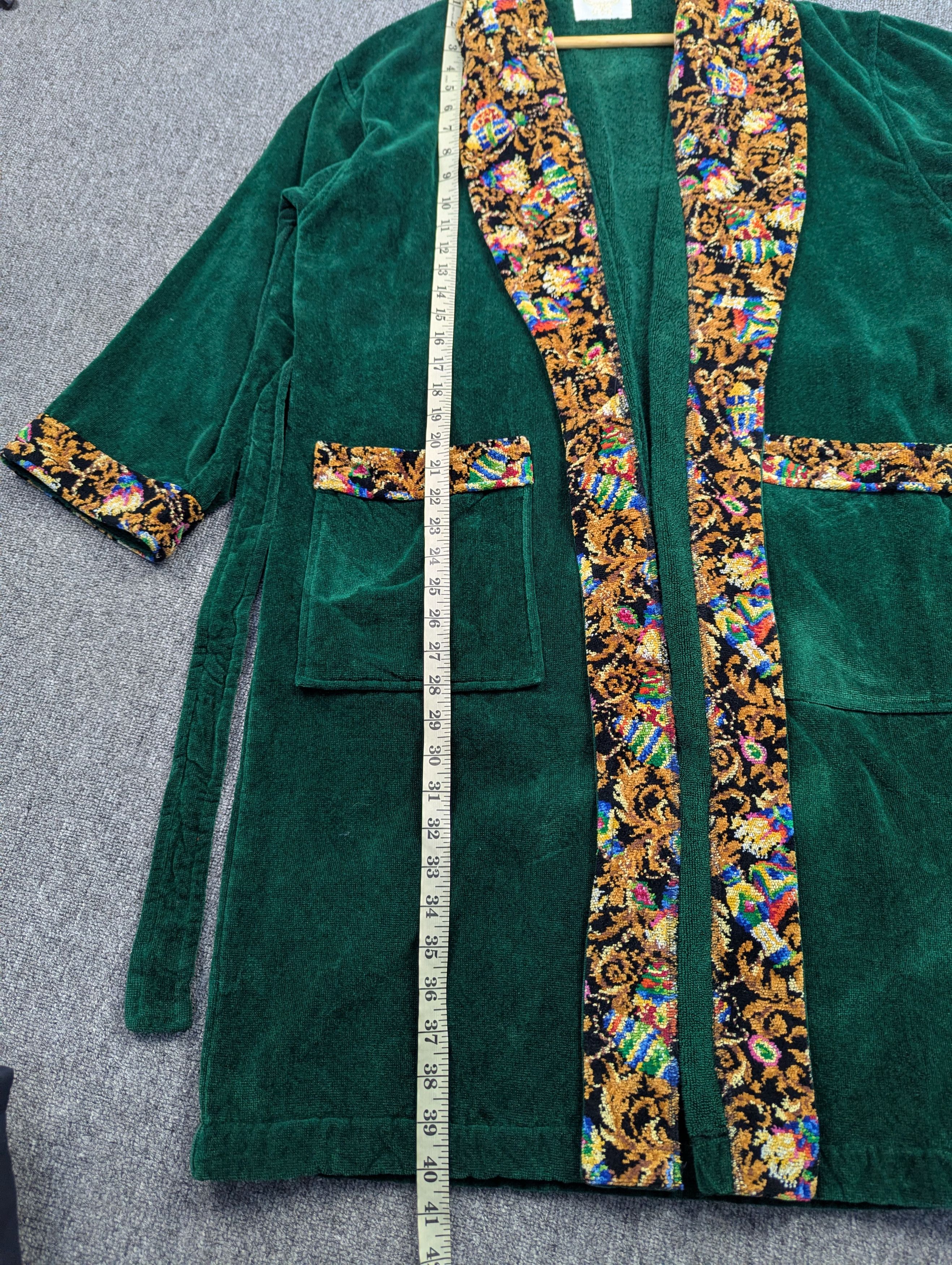 MCM Vintage MCM Velour Robe Green Gold Embroidery Logo Size US L / EU 52-54 / 3 - 14 Thumbnail