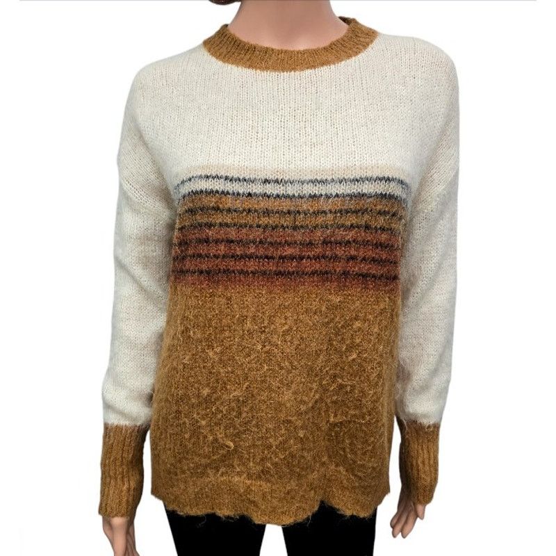 FRNCH FRNCH Paris Sweater Mohair Blend M/ L Colorblock Stripe Size M / US 6-8 / IT 42-44 - 2 Thumbnail