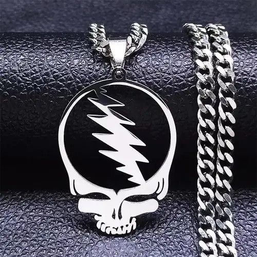 Jewelry Deadhead Steal Face Chain Chrome Grateful Dead Necklace Size ONE SIZE - 1 Thumbnail
