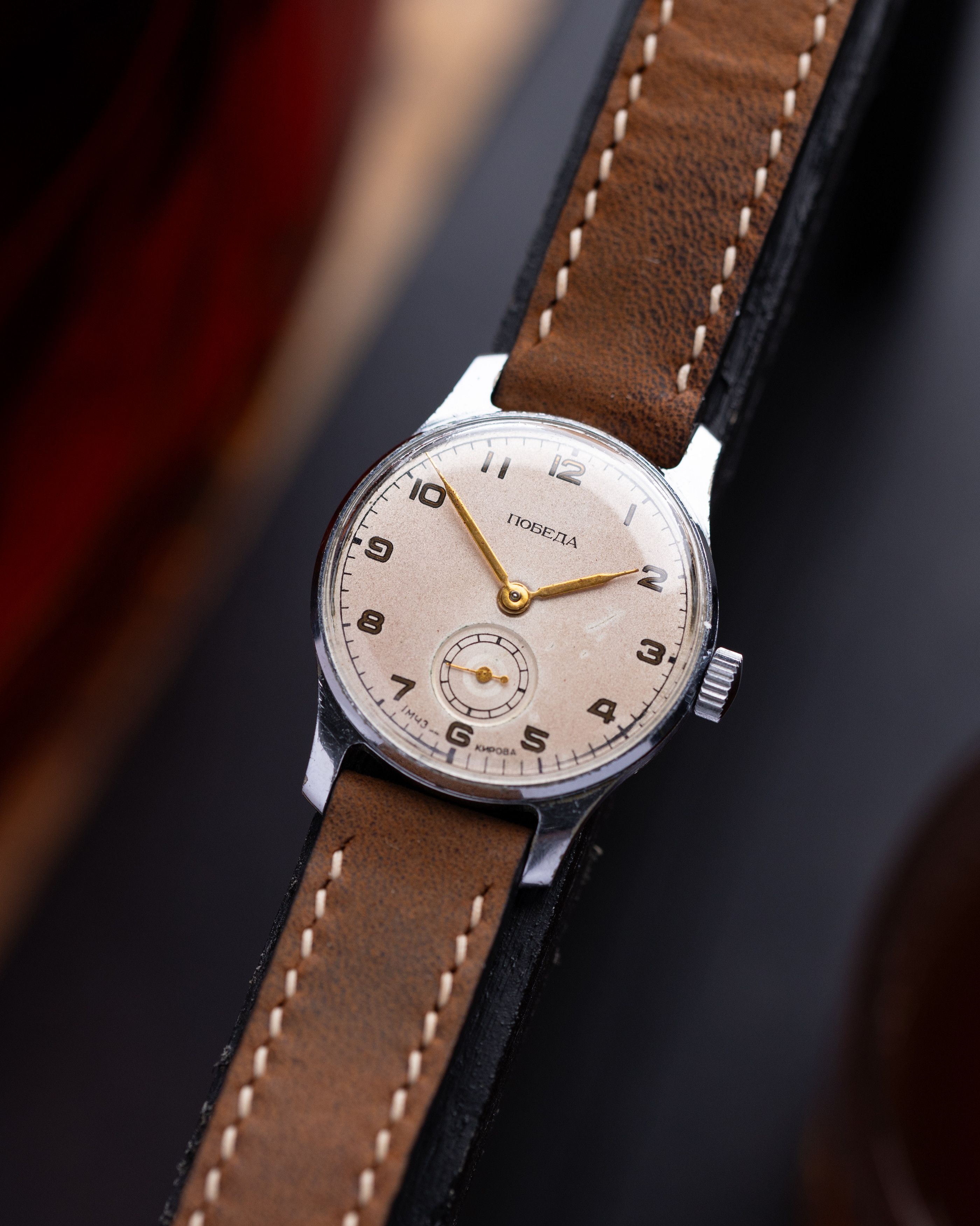 Other Pobeda Vintage Soviet Watch Patina Dial from 1950's Size 34 - 2 Thumbnail
