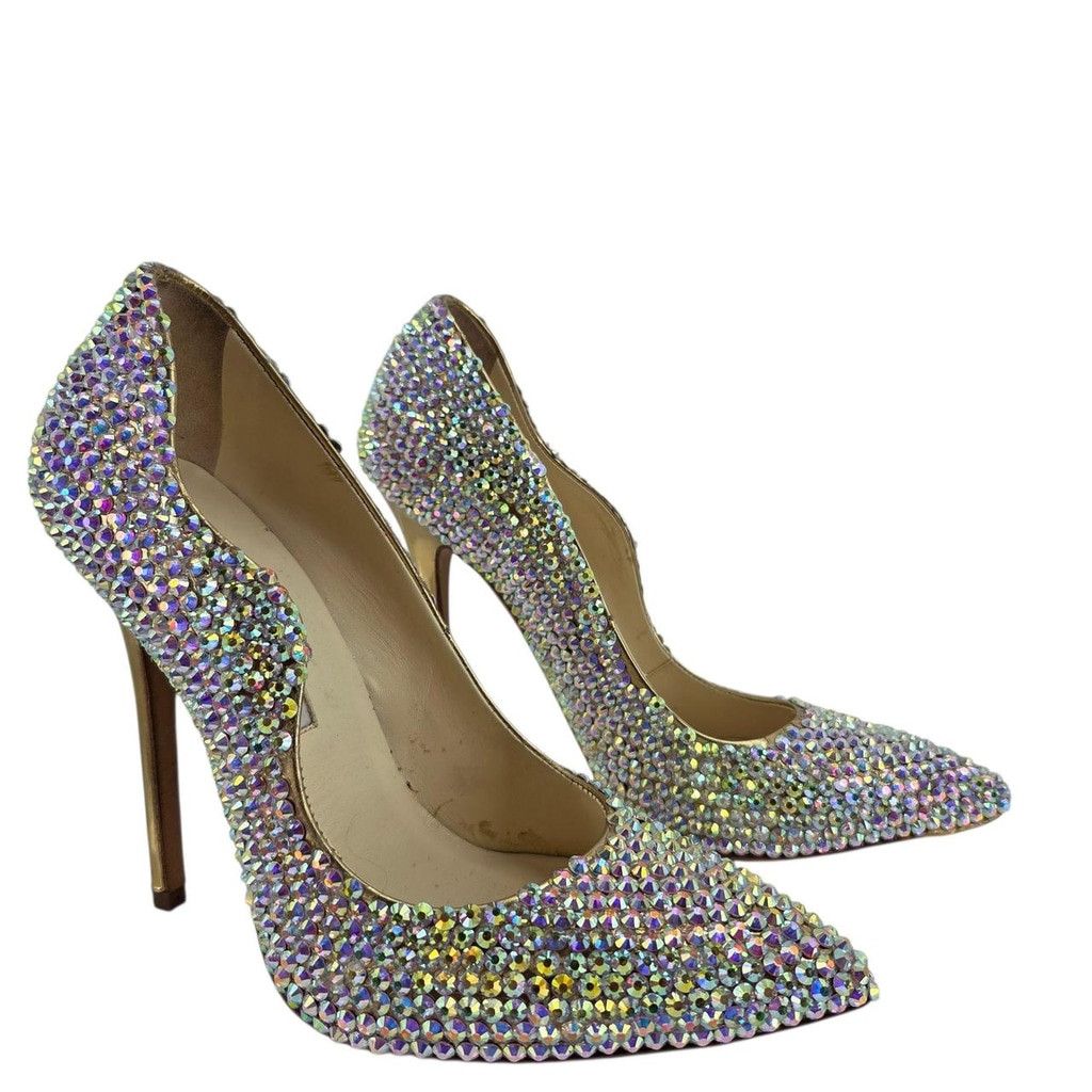 Brian Atwood Custom Rhinestone Gold Heels | Brian Atwood | Size 37 1/2 Size US 7.5 / IT 37.5 - 1 Thumbnail