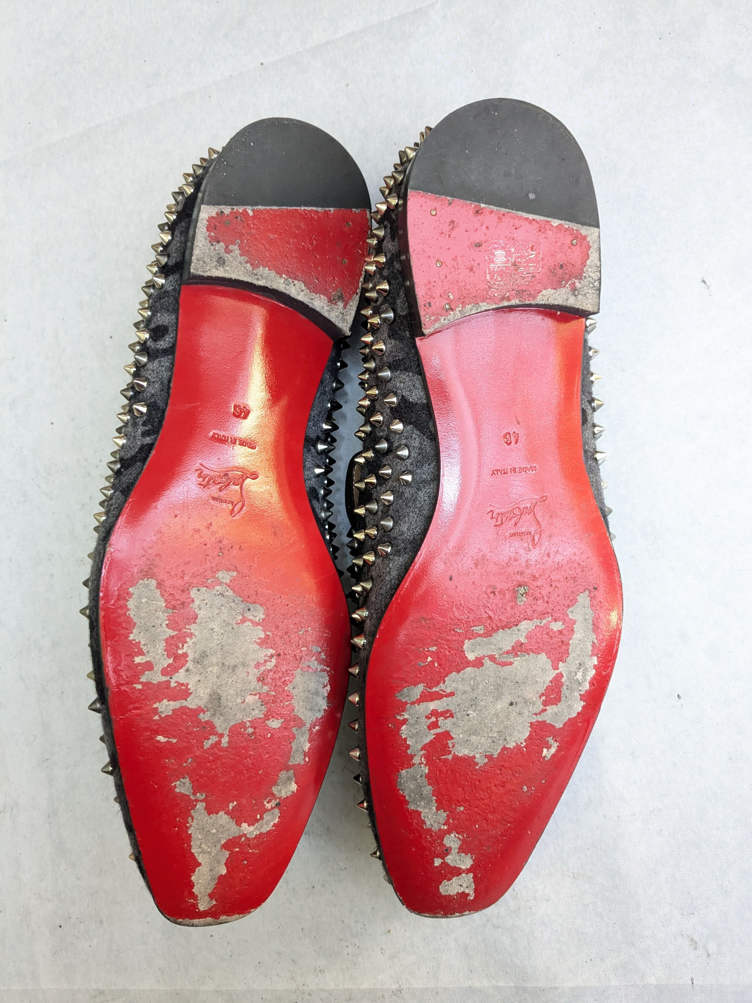 Christian Louboutin Christian Louboutin Spike Loafers Black Gray 13 46 Wool Size US 13 / EU 46 - 11 Thumbnail