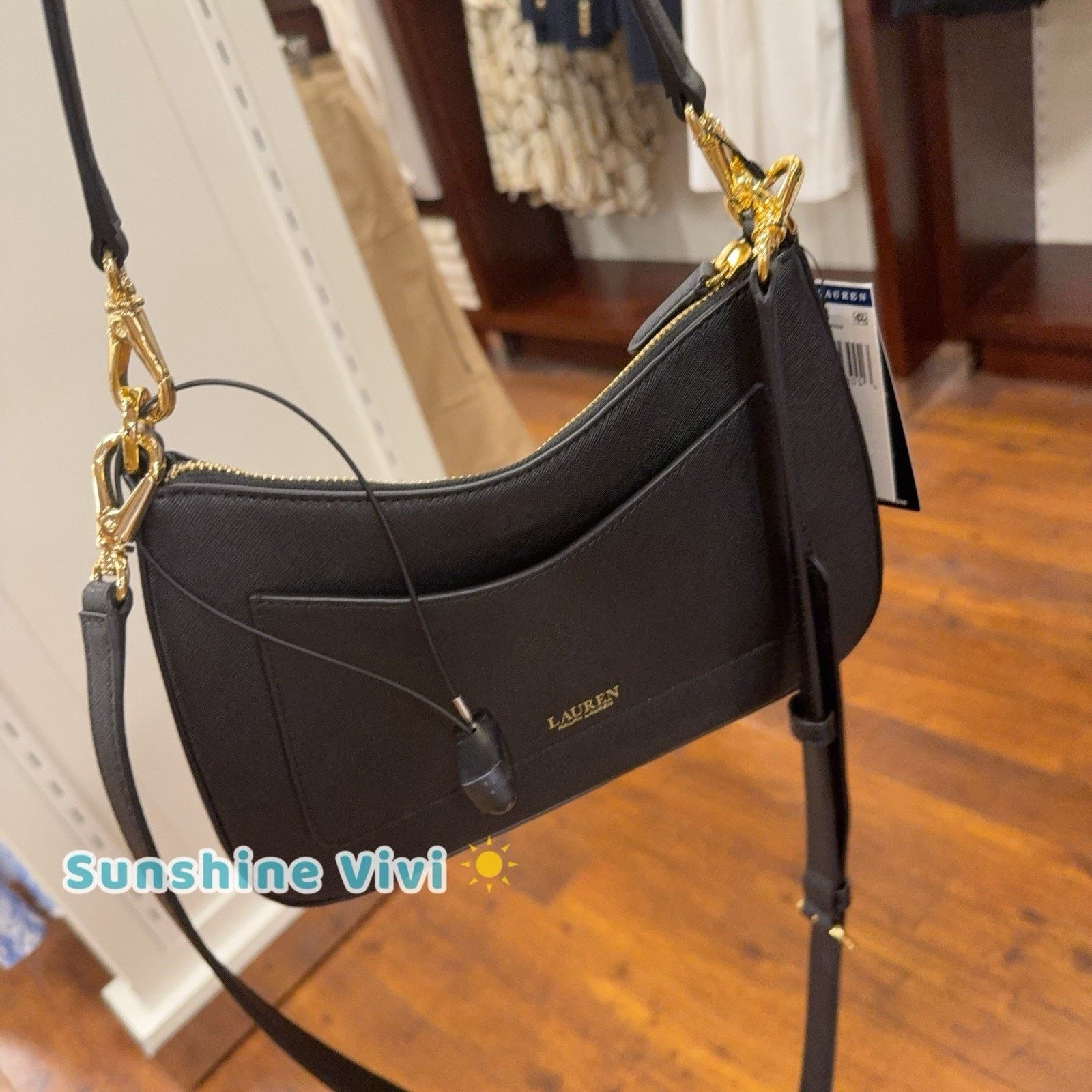 Lauren Ralph Lauren NWT Ralph Lauren Crosshatch Leather Medium Danni Bag Black Size ONE SIZE - 3 Thumbnail