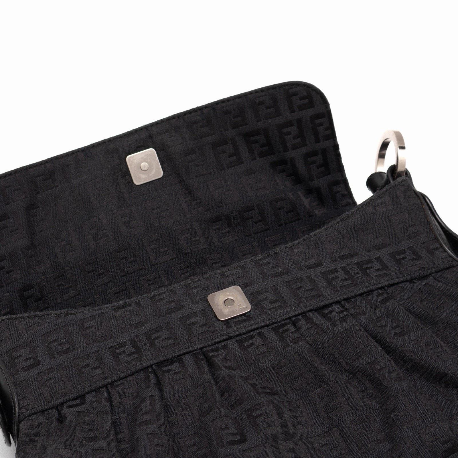Fendi FENDI Black Zucchino FF Smal Chef Canvas Bag Hobo Shoulder Size ONE SIZE - 9 Thumbnail