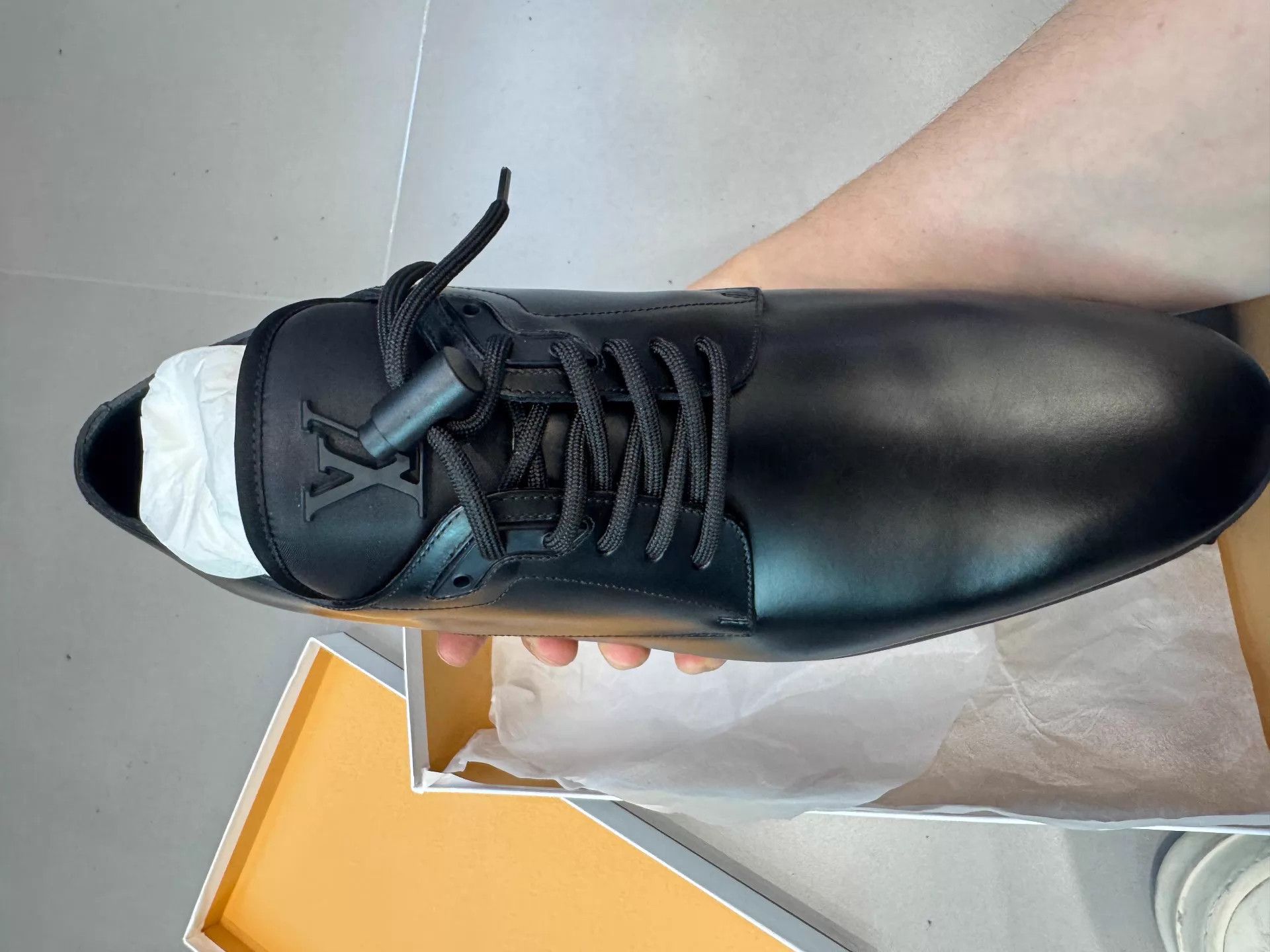 Louis Vuitton LV Formal Uniform Men's Black Derby Shoe New Big Logo Size US 9 / EU 42 - 3 Thumbnail