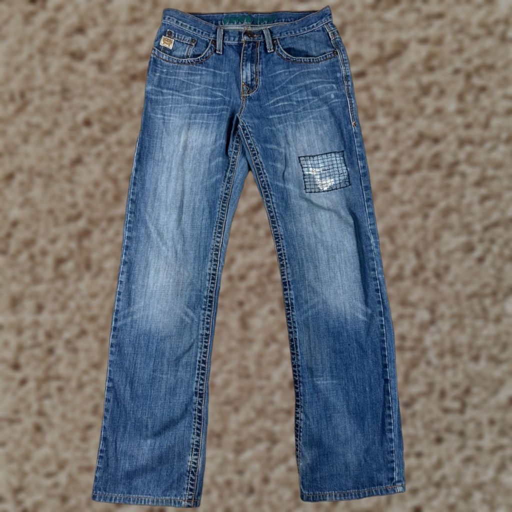 Denime Cinch Jeans Adult 31 Blue Denim Bootcut 5-Pocket Distressed 100% Cotton 31x32 Mens Regular Size US 31 - 1 Thumbnail