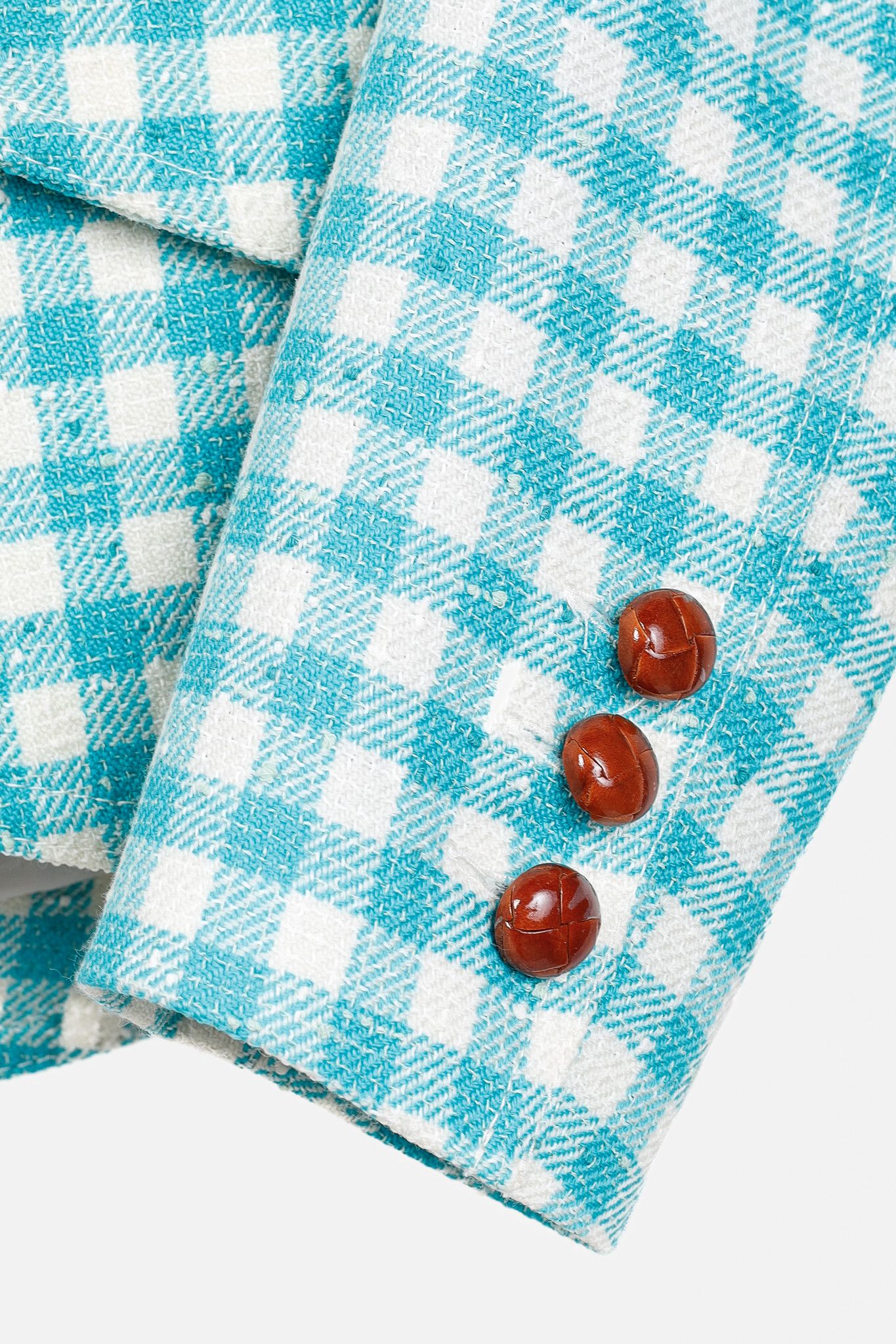 SMYTHE Smythe SS/22 Aqua Check Pouf Sleeve One Button Blazer Size S / US 4 / IT 40 - 7 Thumbnail