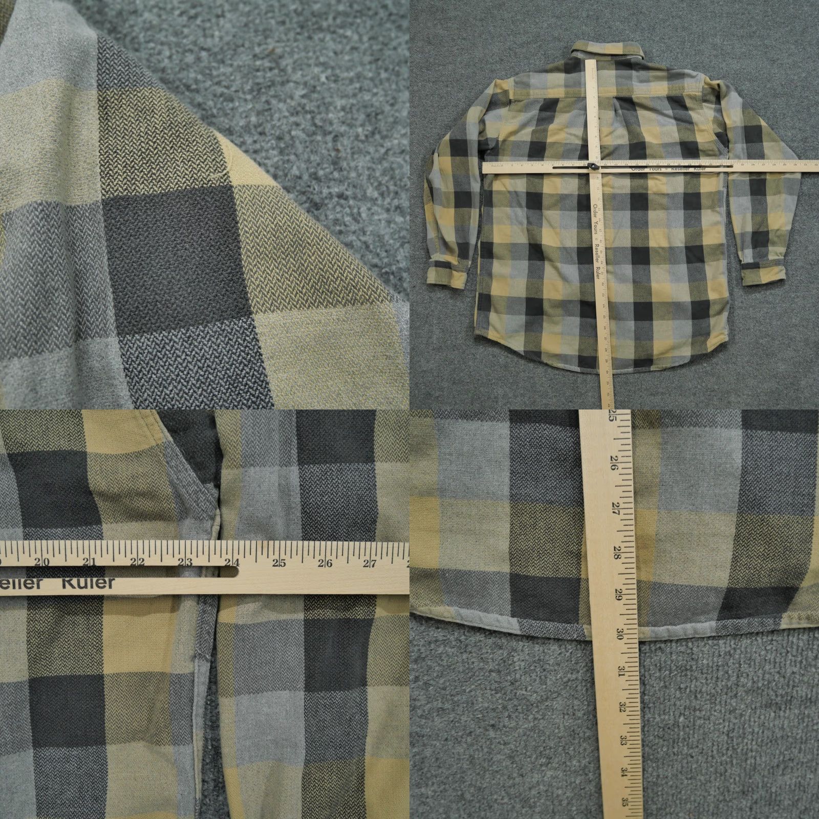 Vintage VINTAGE St. John's Bay Button-Up Shirt Plaid LT Large Tall Mens Yellow Gray Long Sleeve Grunge 90s Workwear Casual Pockets Size US L / EU 52-54 / 3 - 8 Thumbnail