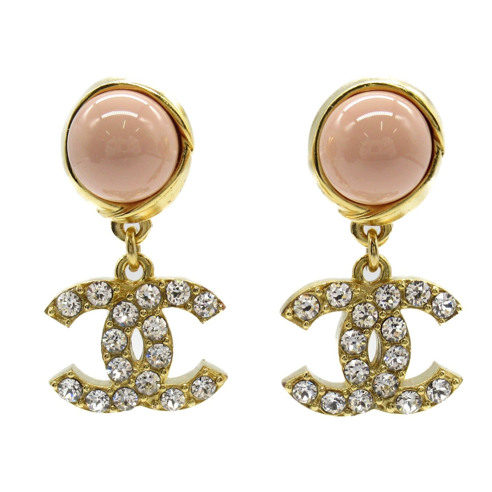 Chanel Chanel Coco Mark Earrings Gp (Gold Plated) Stone Pink Gold Size ONE SIZE - 1 Thumbnail