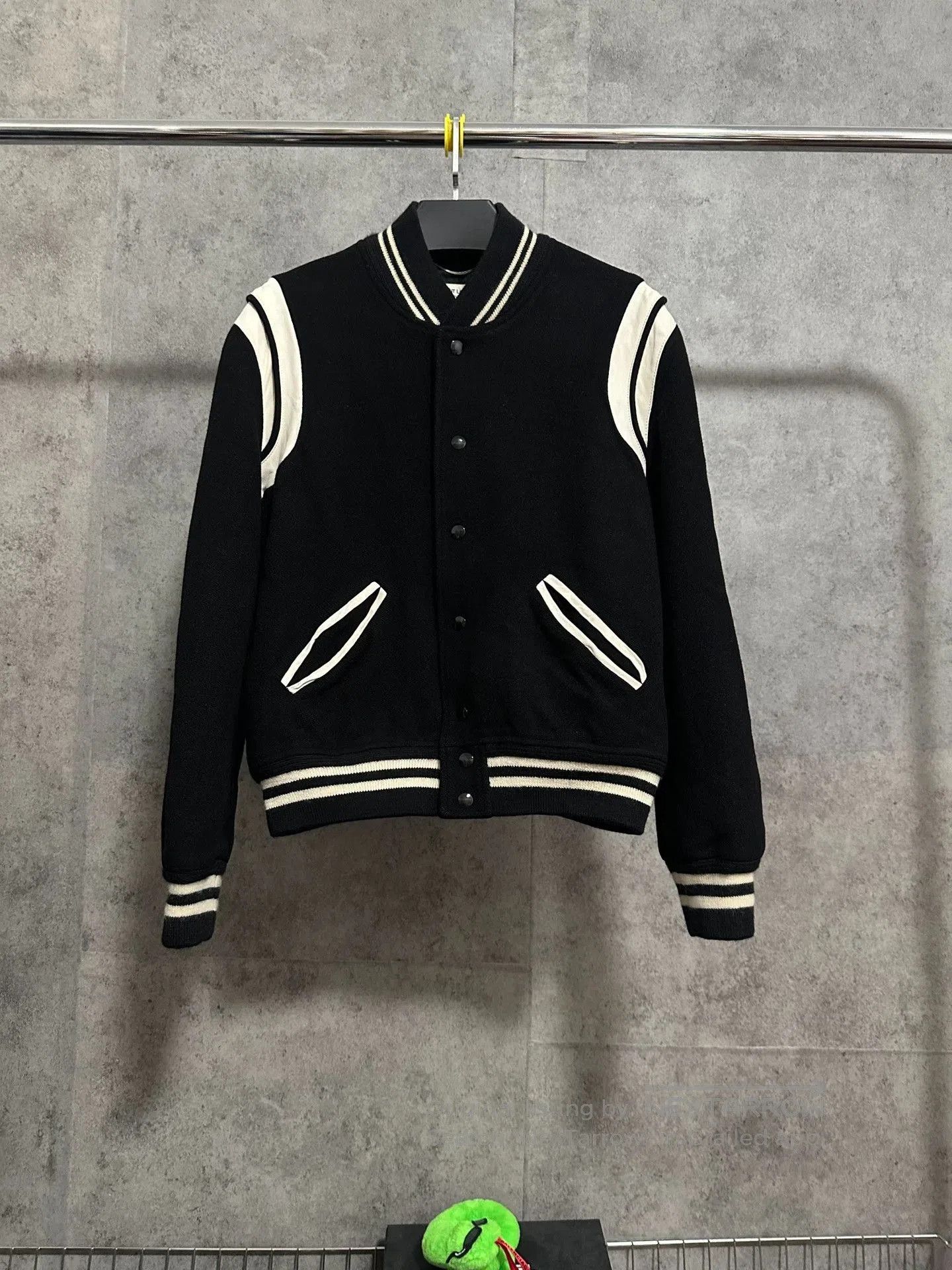 Saint Laurent Paris Saint Laurent Black White Wool Baseball Jacket. Size US M / EU 48-50 / 2 - 1 Thumbnail