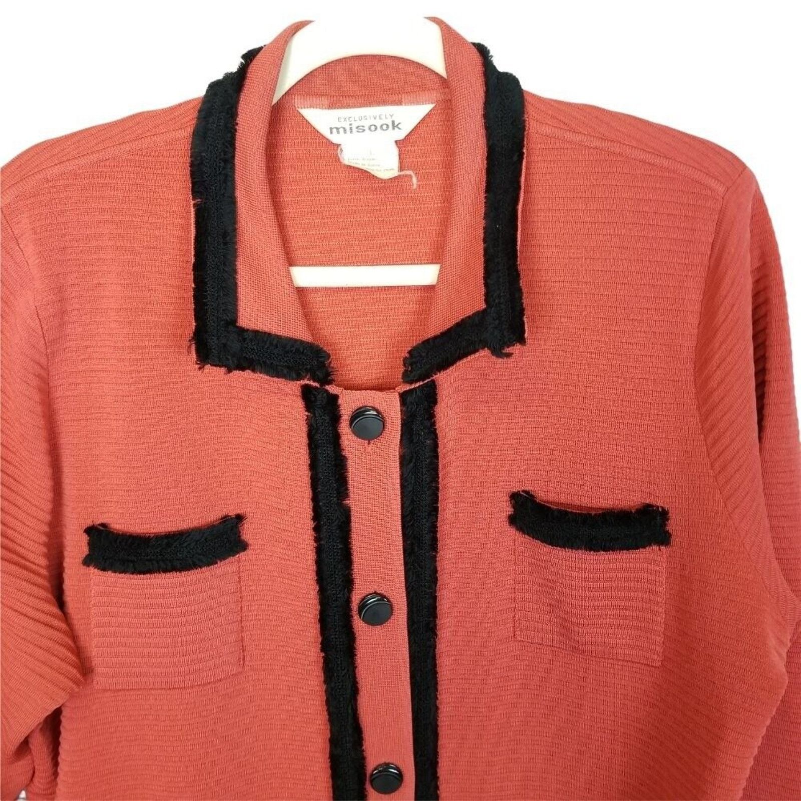 Vintage Exclusively Misook Womens Knit Cardigan Sweater Sz L Prepppy Size L / US 10 / IT 46 - 2 Thumbnail